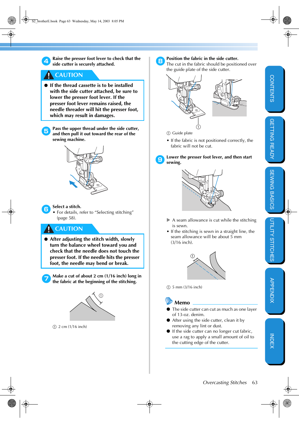 Caution | Brother CS-8060 User Manual | Page 69 / 116