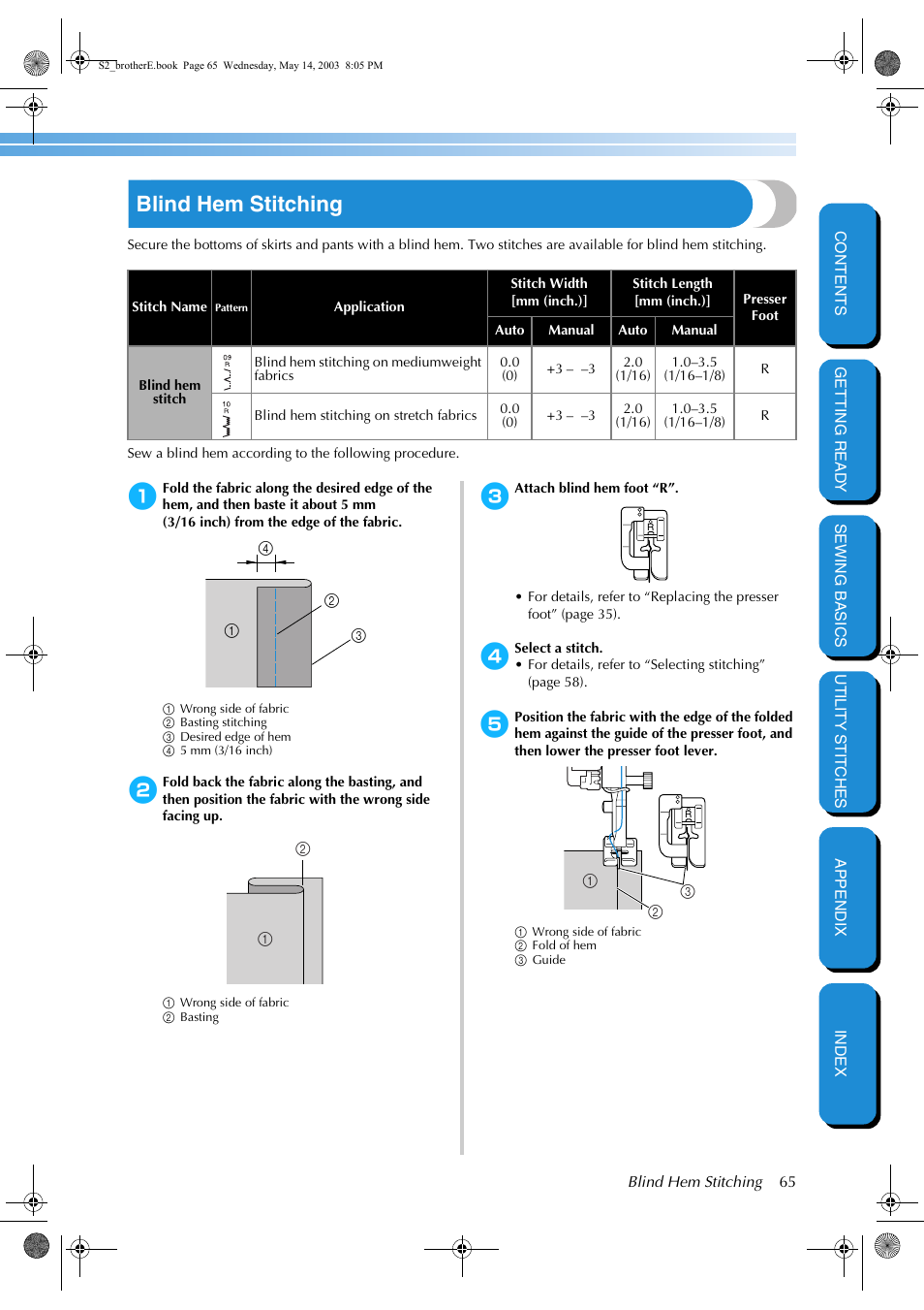 Blind hem stitching | Brother CS-8060 User Manual | Page 71 / 116