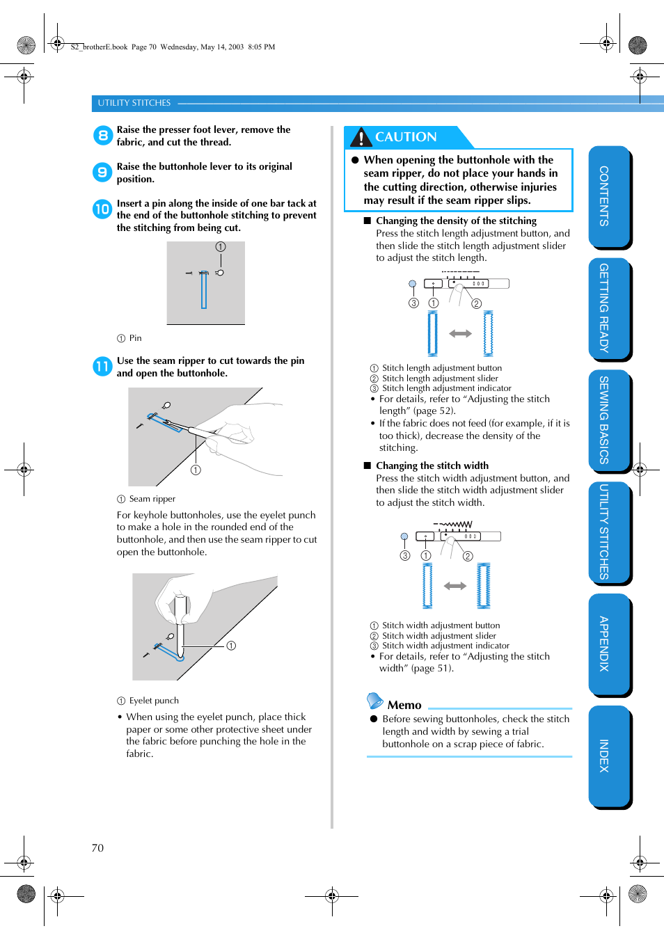 Caution | Brother CS-8060 User Manual | Page 76 / 116