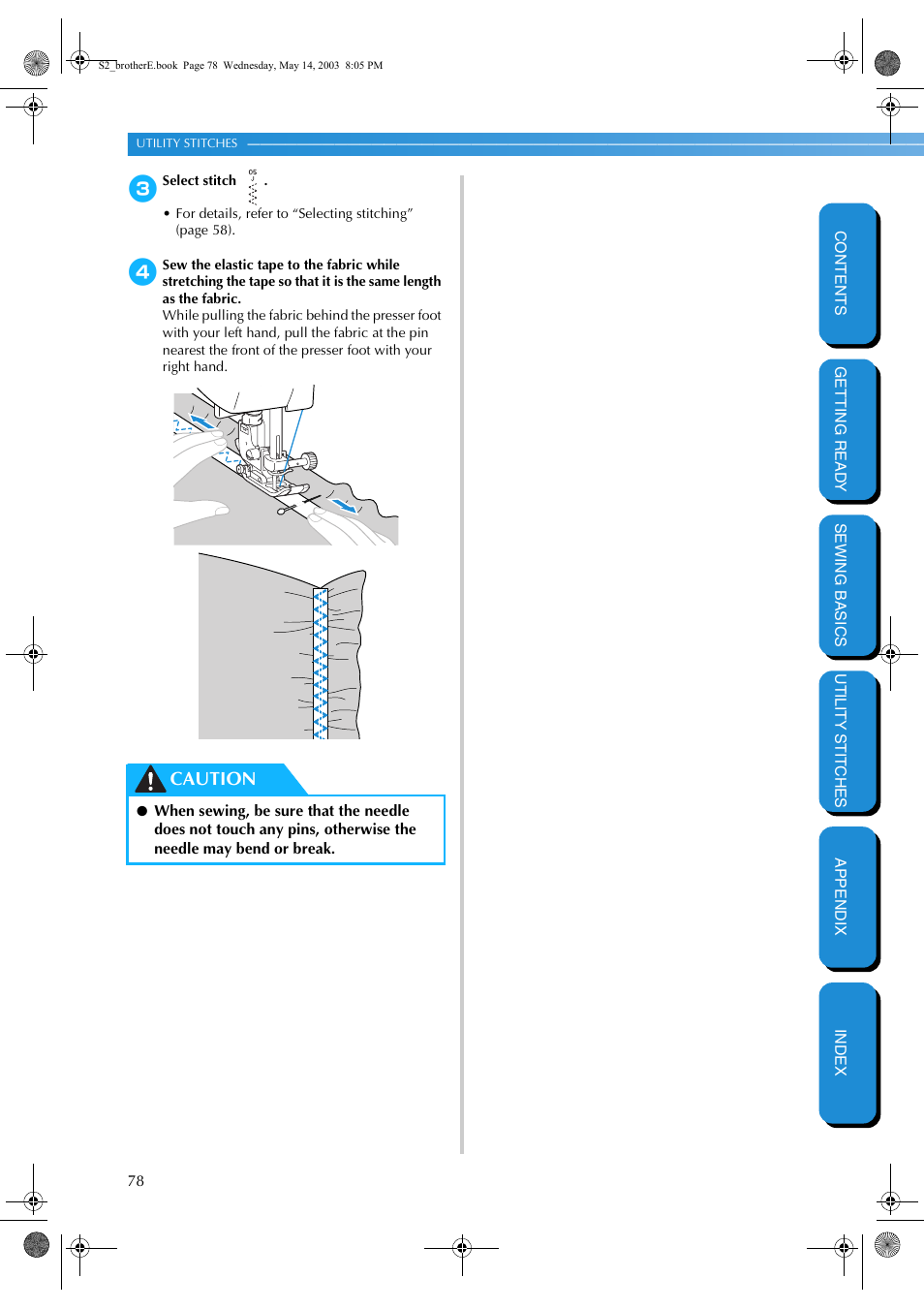 Caution | Brother CS-8060 User Manual | Page 84 / 116