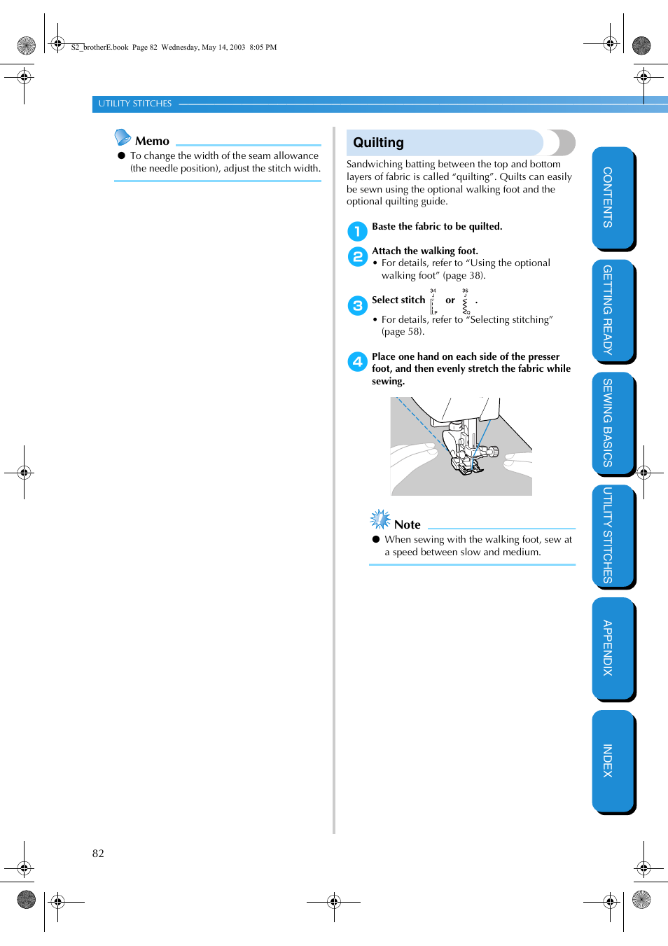 Quilting | Brother CS-8060 User Manual | Page 88 / 116