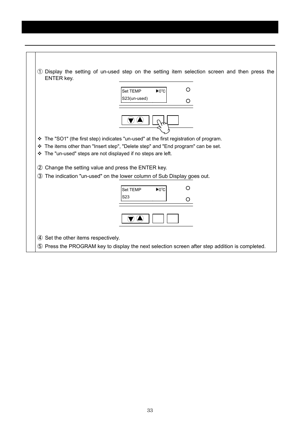 Operation method, Input program; add step | Yamato Scientific DNF 910 Constant Temperature Ovens User Manual | Page 37 / 76