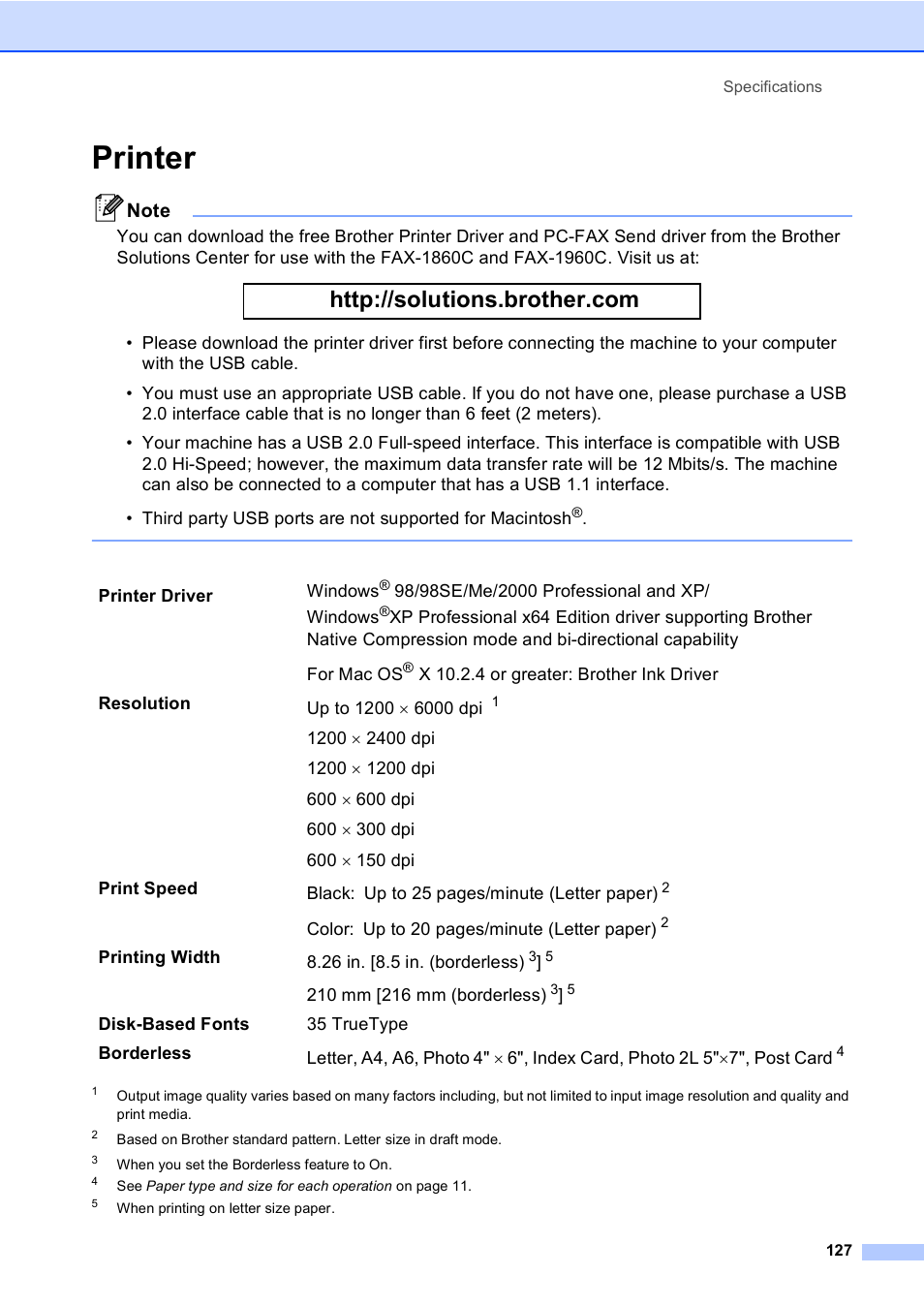 Printer | Brother FAX-1960C User Manual | Page 143 / 156