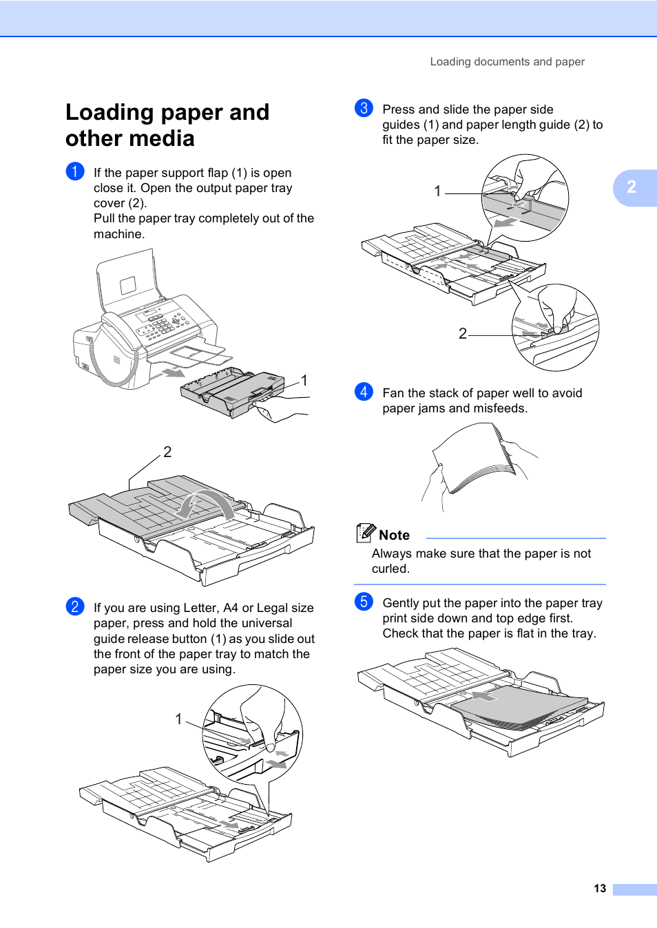 Loading paper and other media | Brother FAX-1960C User Manual | Page 29 / 156