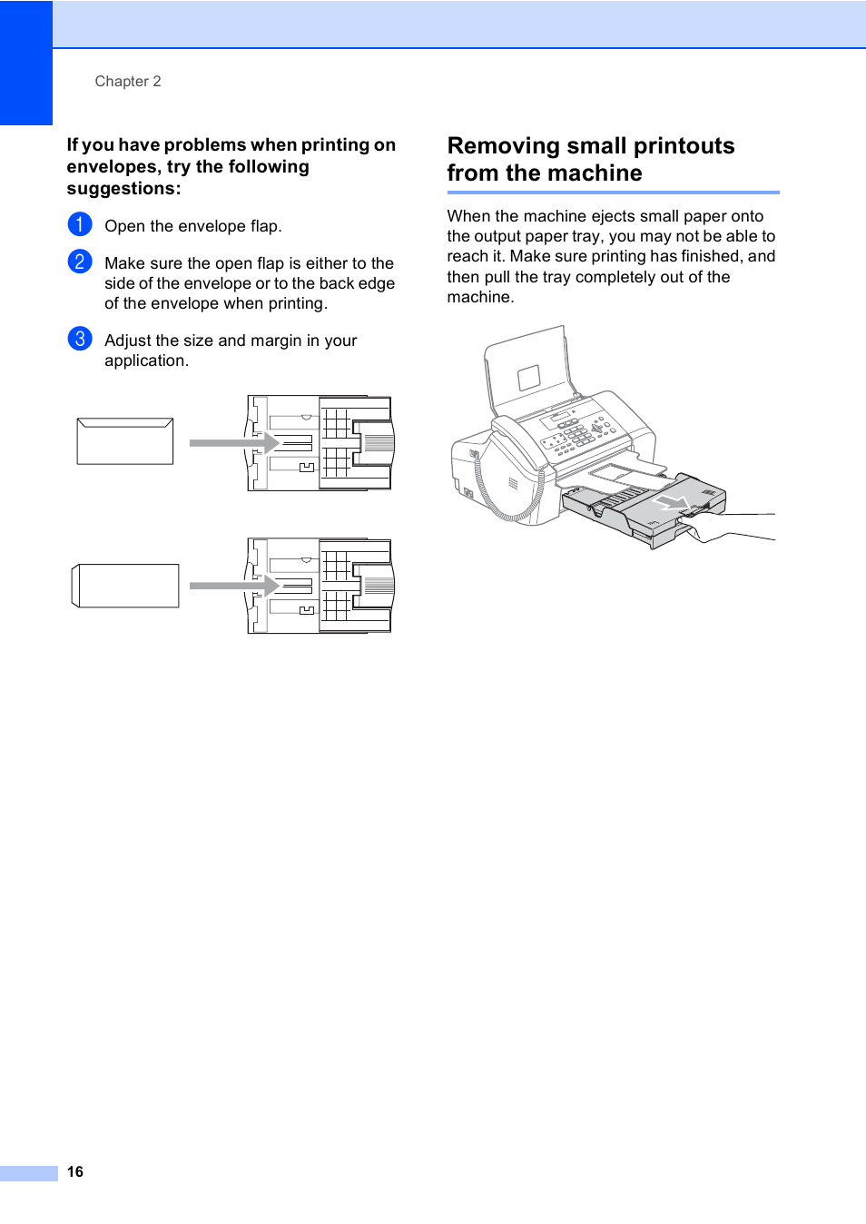 Removing small printouts from the machine | Brother FAX-1960C User Manual | Page 32 / 156