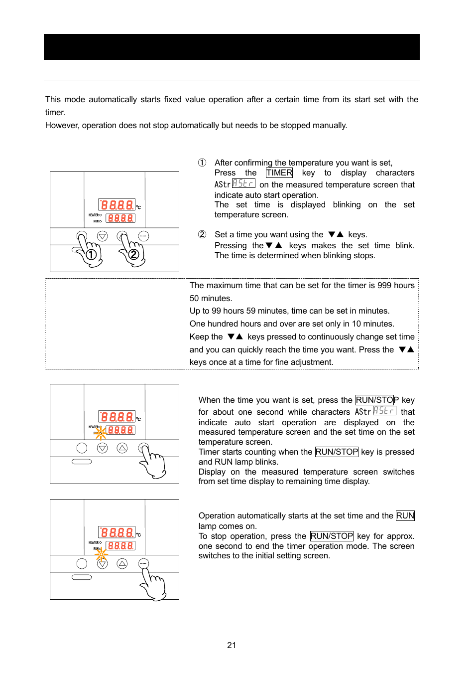 Operating procedures, Operating procedures (auto start operation), Procedures for auto start operation | About the timer function | Yamato Scientific DX602 Constant Temperature Drying Oven User Manual | Page 23 / 40