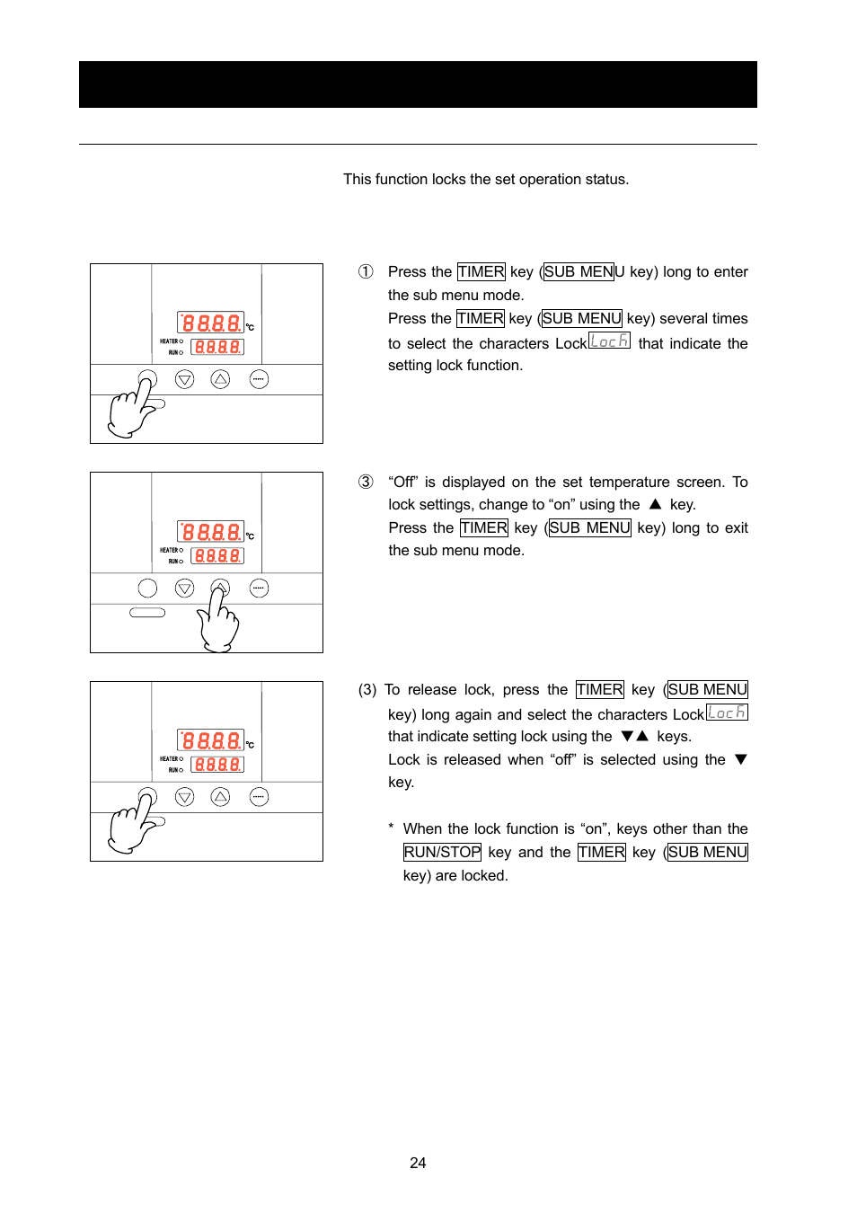 Operating procedures, Useful function (setting lock function), Using the lock function | Yamato Scientific DX602 Constant Temperature Drying Oven User Manual | Page 26 / 40