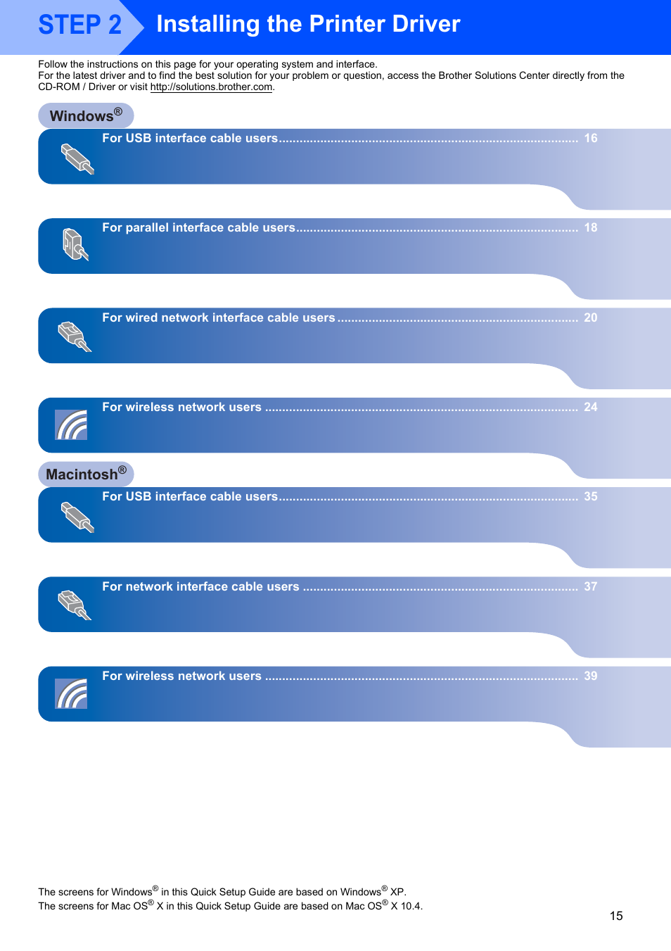 Step 2, Installing the printer driver | Brother HL-4070CDW User Manual | Page 17 / 58