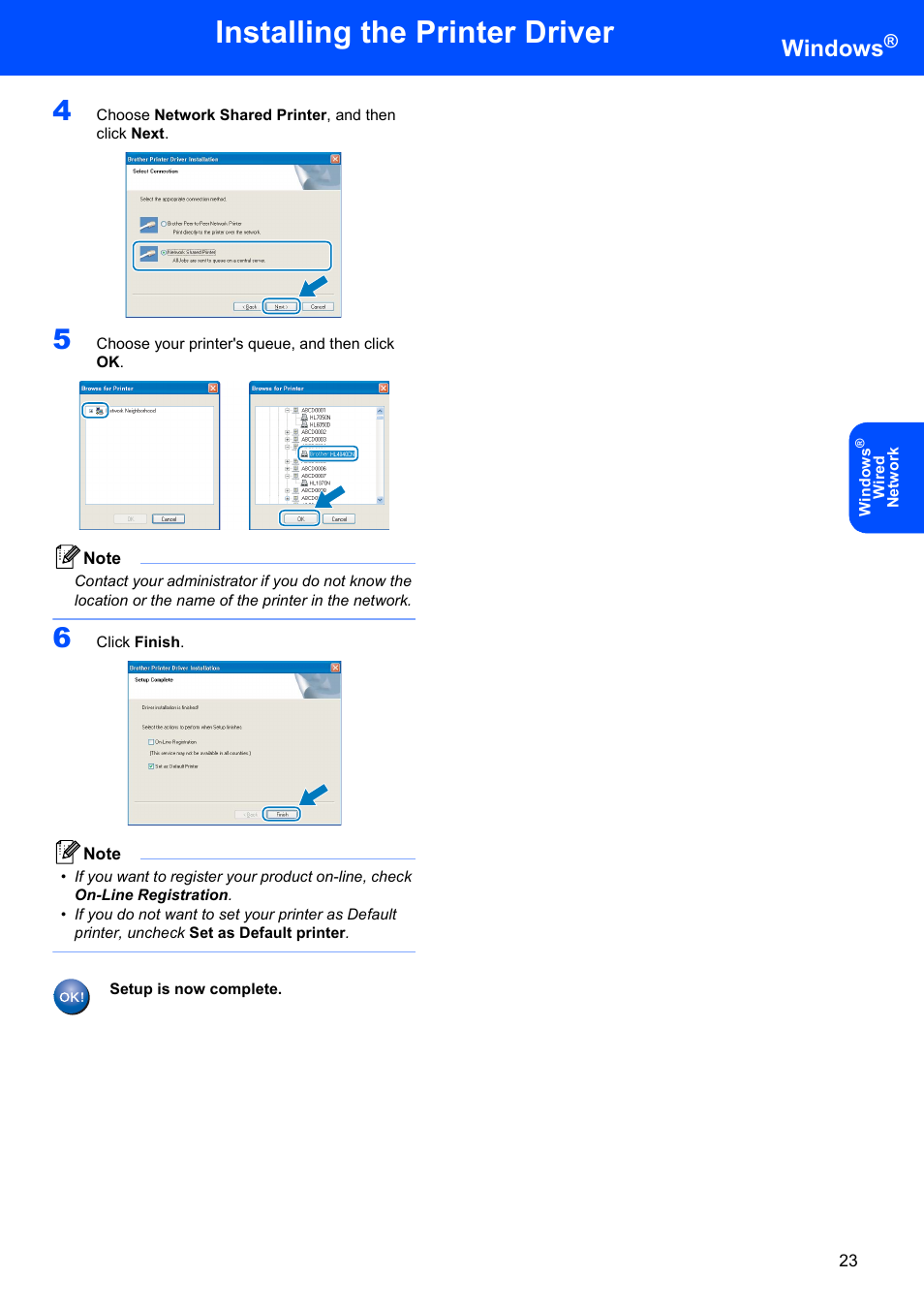 Installing the printer driver, Windows | Brother HL-4070CDW User Manual | Page 25 / 58