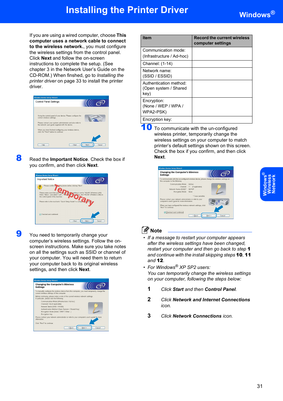 Installing the printer driver, Windows | Brother HL-4070CDW User Manual | Page 33 / 58