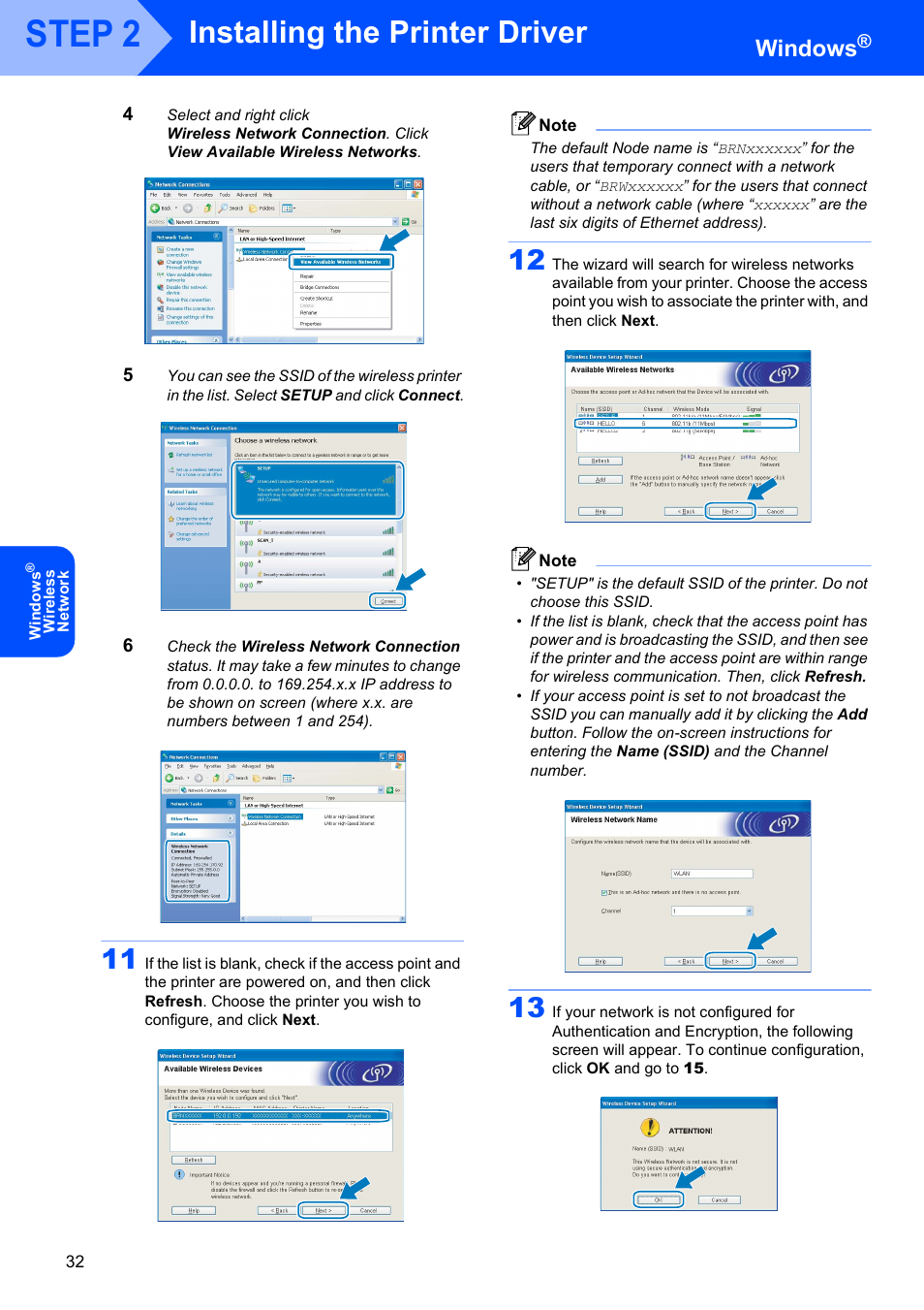 Step 2, Installing the printer driver, Windows | Brother HL-4070CDW User Manual | Page 34 / 58