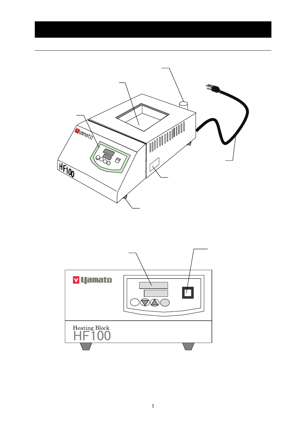 Hf100, Name and function of components | Yamato Scientific HF200 Heating Block User Manual | Page 5 / 29