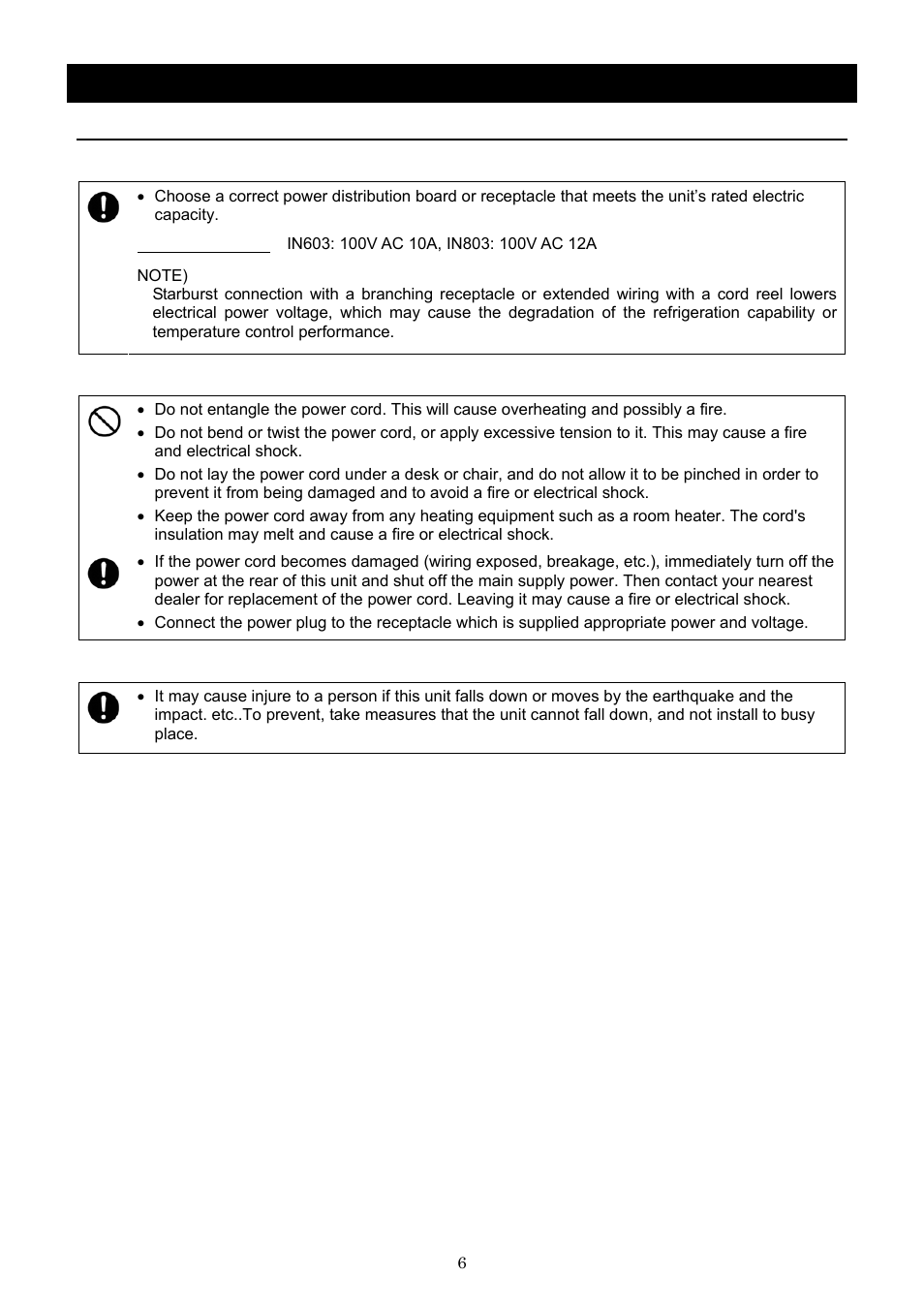 Before using this unit, Requirements for installation | Yamato Scientific IN803 Low Temperature Incubators User Manual | Page 10 / 68