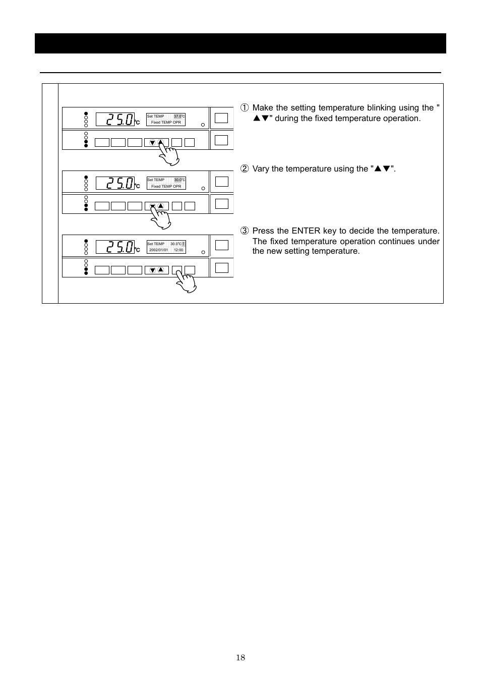 Operation method, Fixed temperature operation, Vary the temperature | Yamato Scientific IN803 Low Temperature Incubators User Manual | Page 22 / 68