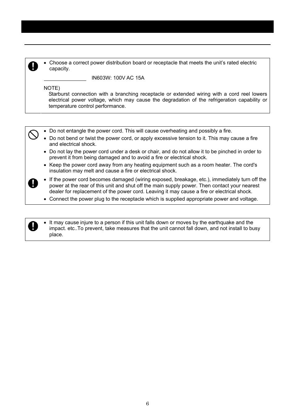 Before using this unit, Requirements for installation | Yamato Scientific IN603W Low Temperature Incubators User Manual | Page 10 / 67