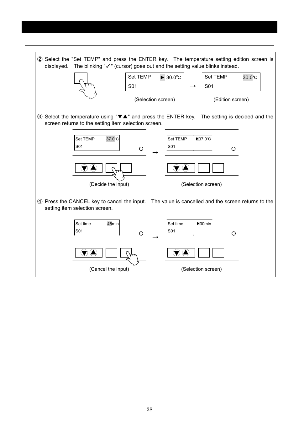 Operation method, Input program | Yamato Scientific IN603W Low Temperature Incubators User Manual | Page 32 / 67