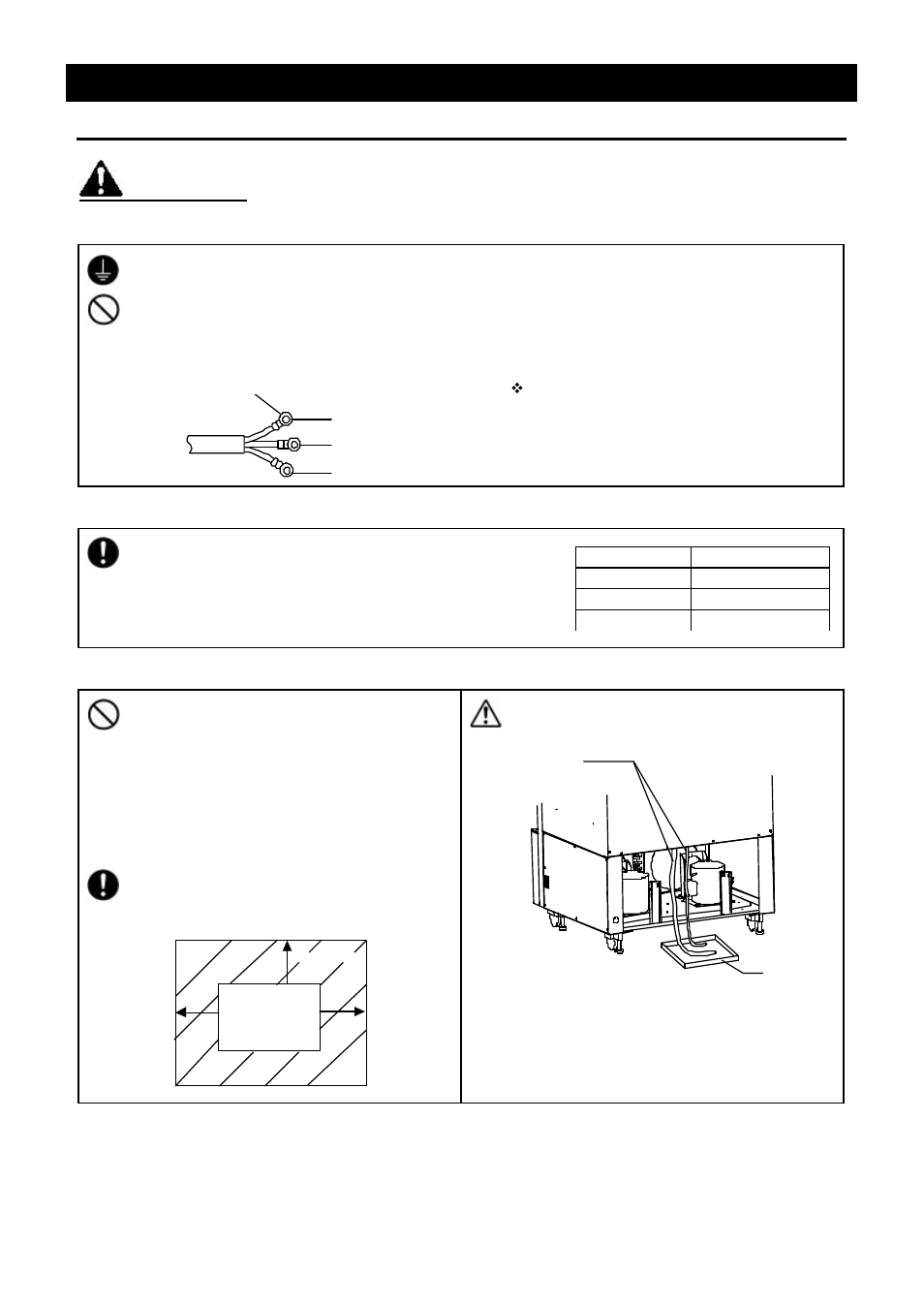 Before using this unit, Warning, Requirements for installation | Always ground this unit, Choose a proper place for installation, Caution at defrost | Yamato Scientific IQ820 Low Temperature Incubators User Manual | Page 7 / 46