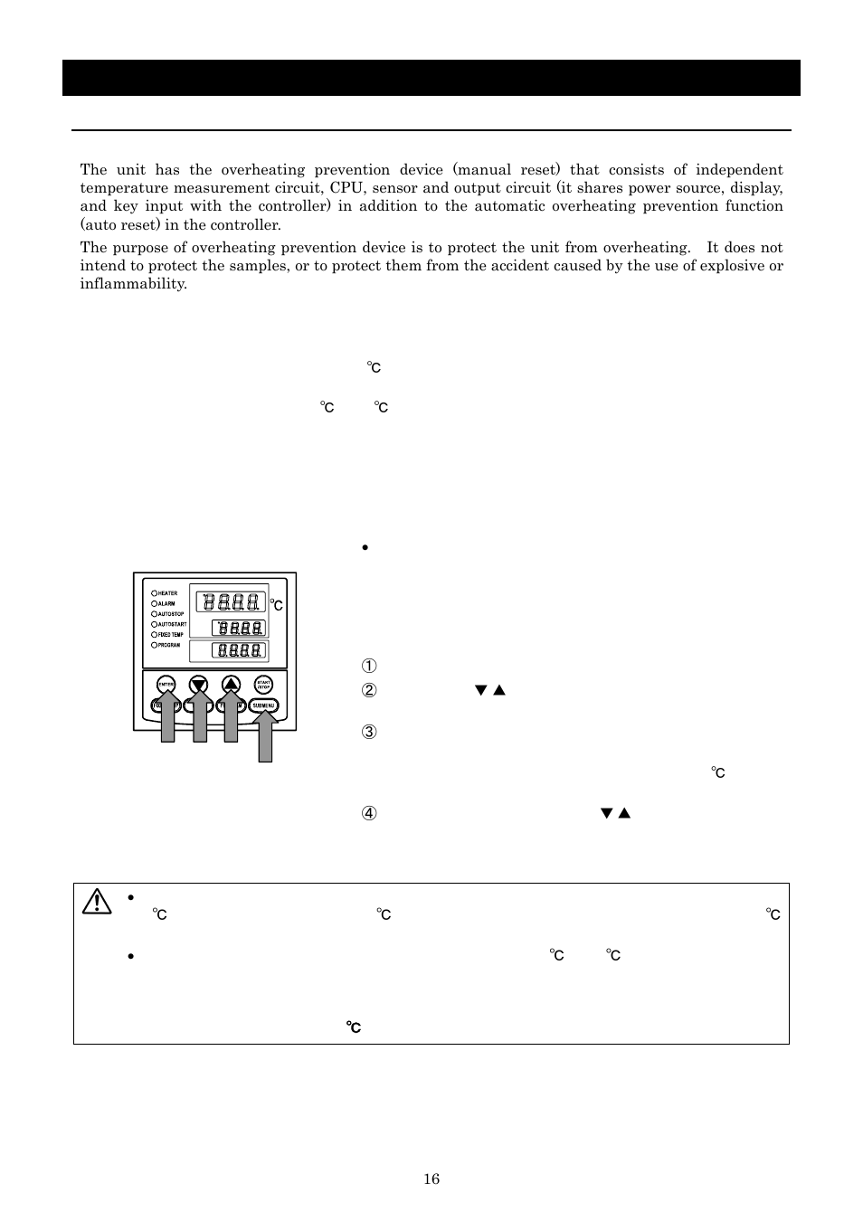 Operation method, Setting of overheating prevention device | Yamato Scientific IQ821 Low Temperature Incubators User Manual | Page 20 / 47