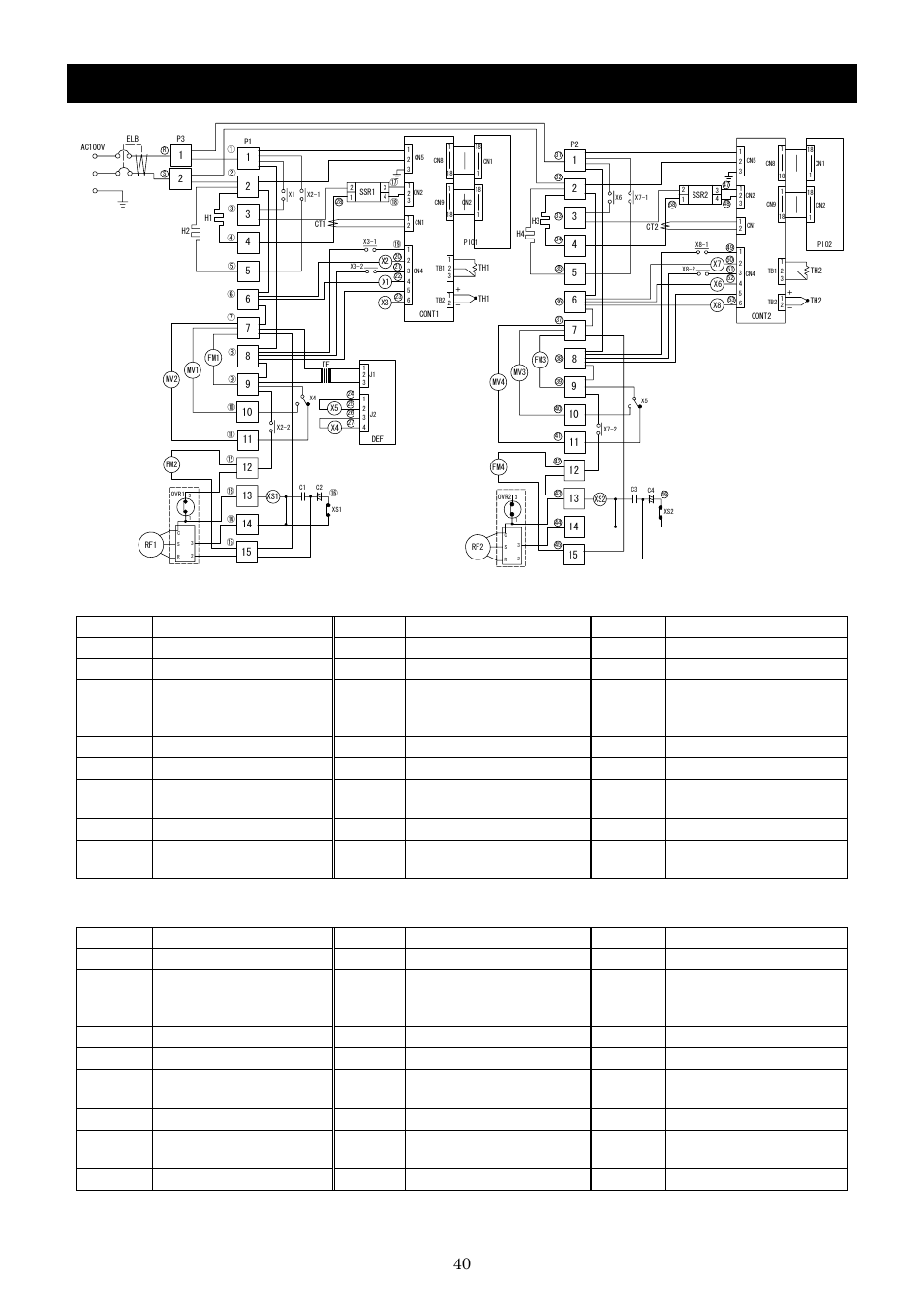 Wiring diagram, Lower unit, Upper unit | Yamato Scientific IQ821 Low Temperature Incubators User Manual | Page 44 / 47