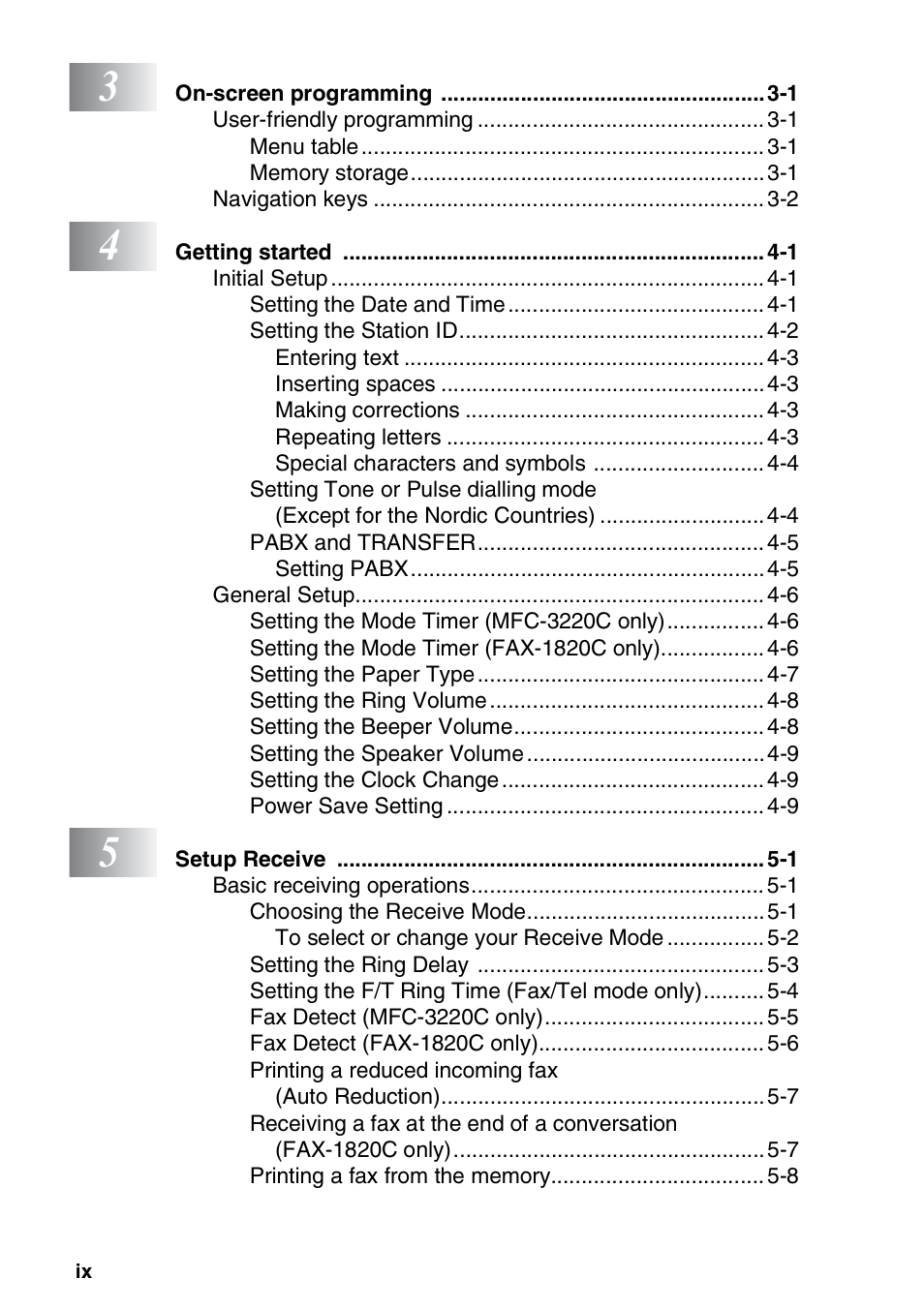Brother FAX-1820C User Manual | Page 10 / 174