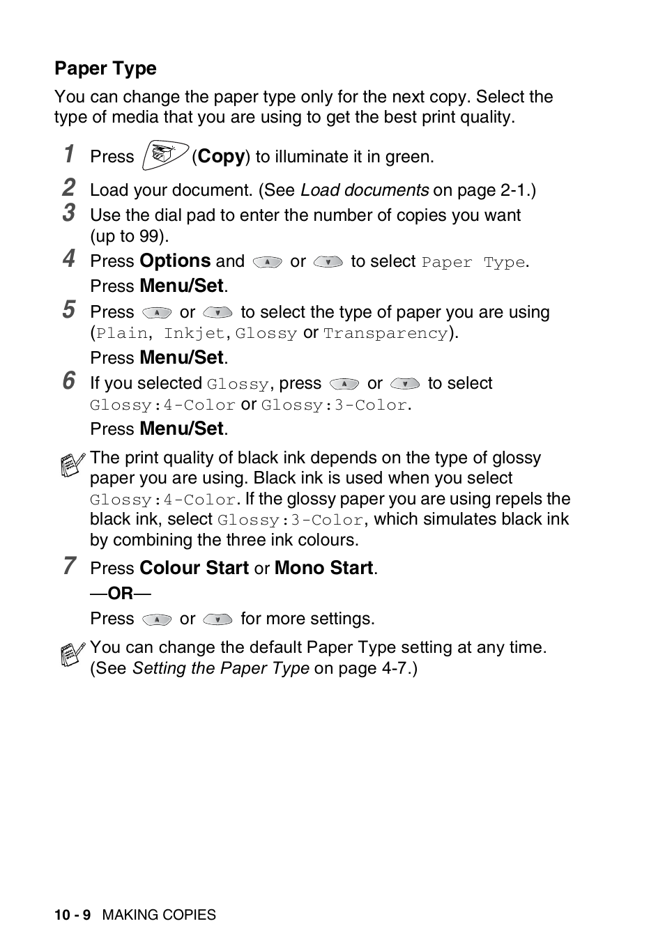 Paper type, Paper type -9 | Brother FAX-1820C User Manual | Page 118 / 174