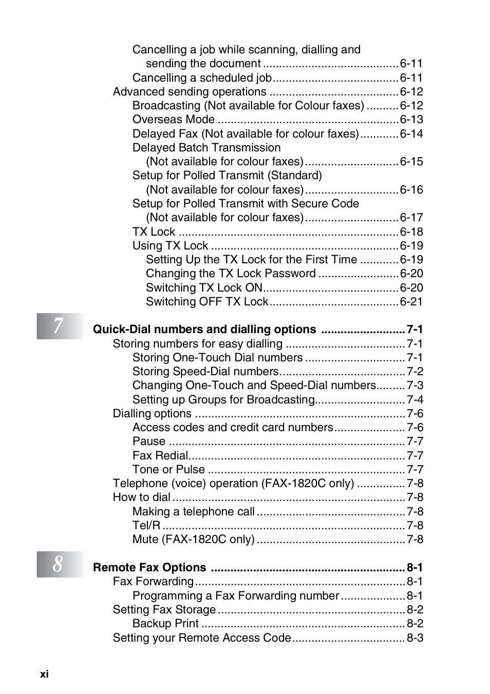 Brother FAX-1820C User Manual | Page 12 / 174