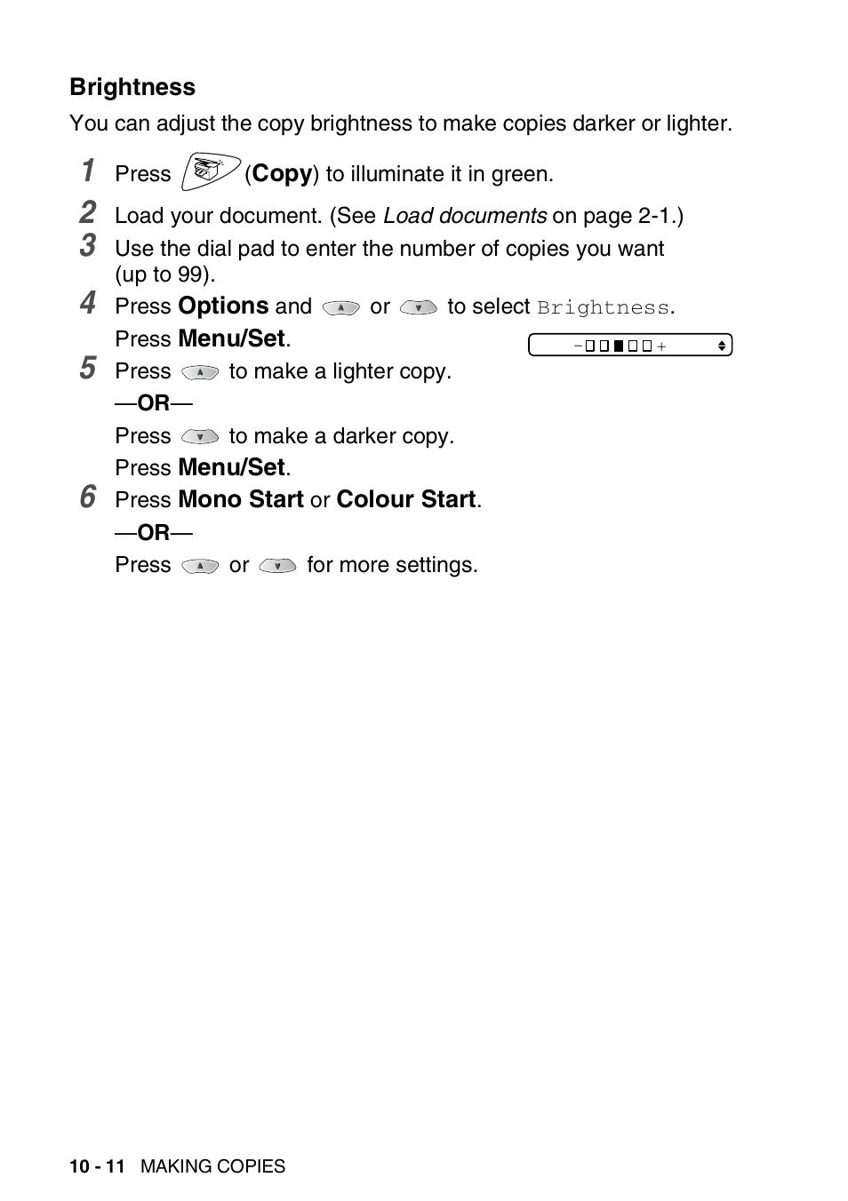 Brightness, Brightness -11 | Brother FAX-1820C User Manual | Page 120 / 174