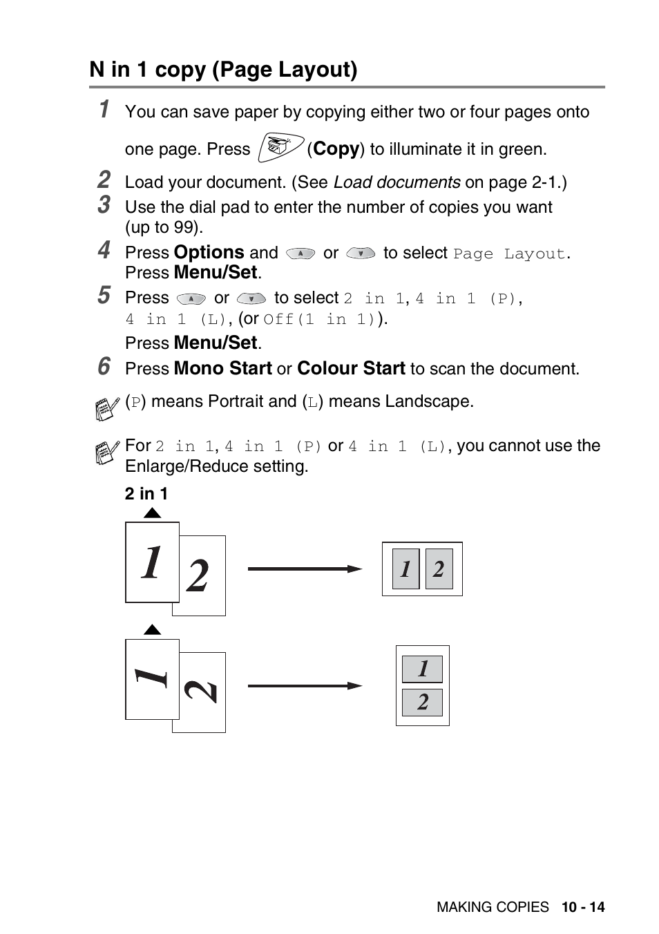 N in 1 copy (page layout) | Brother FAX-1820C User Manual | Page 123 / 174