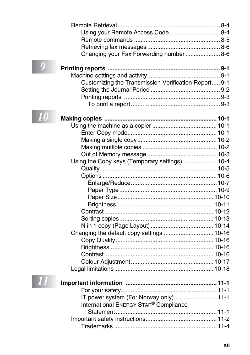 Brother FAX-1820C User Manual | Page 13 / 174