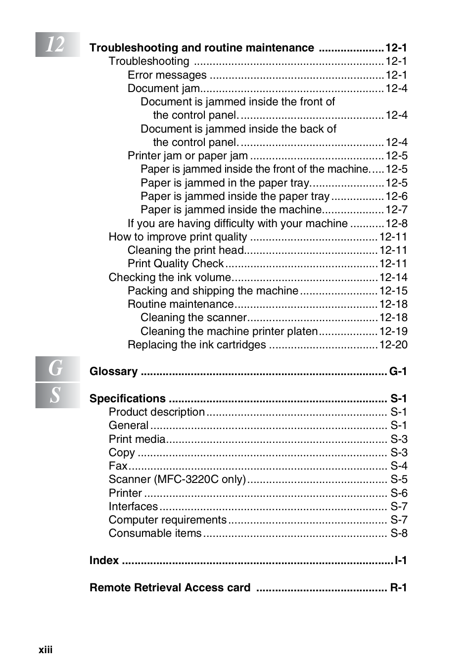 Brother FAX-1820C User Manual | Page 14 / 174