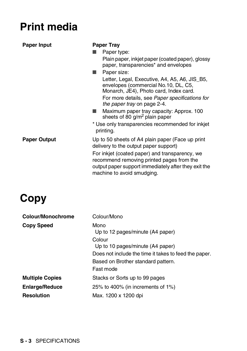 Print media, Copy, Print media copy | Brother FAX-1820C User Manual | Page 162 / 174