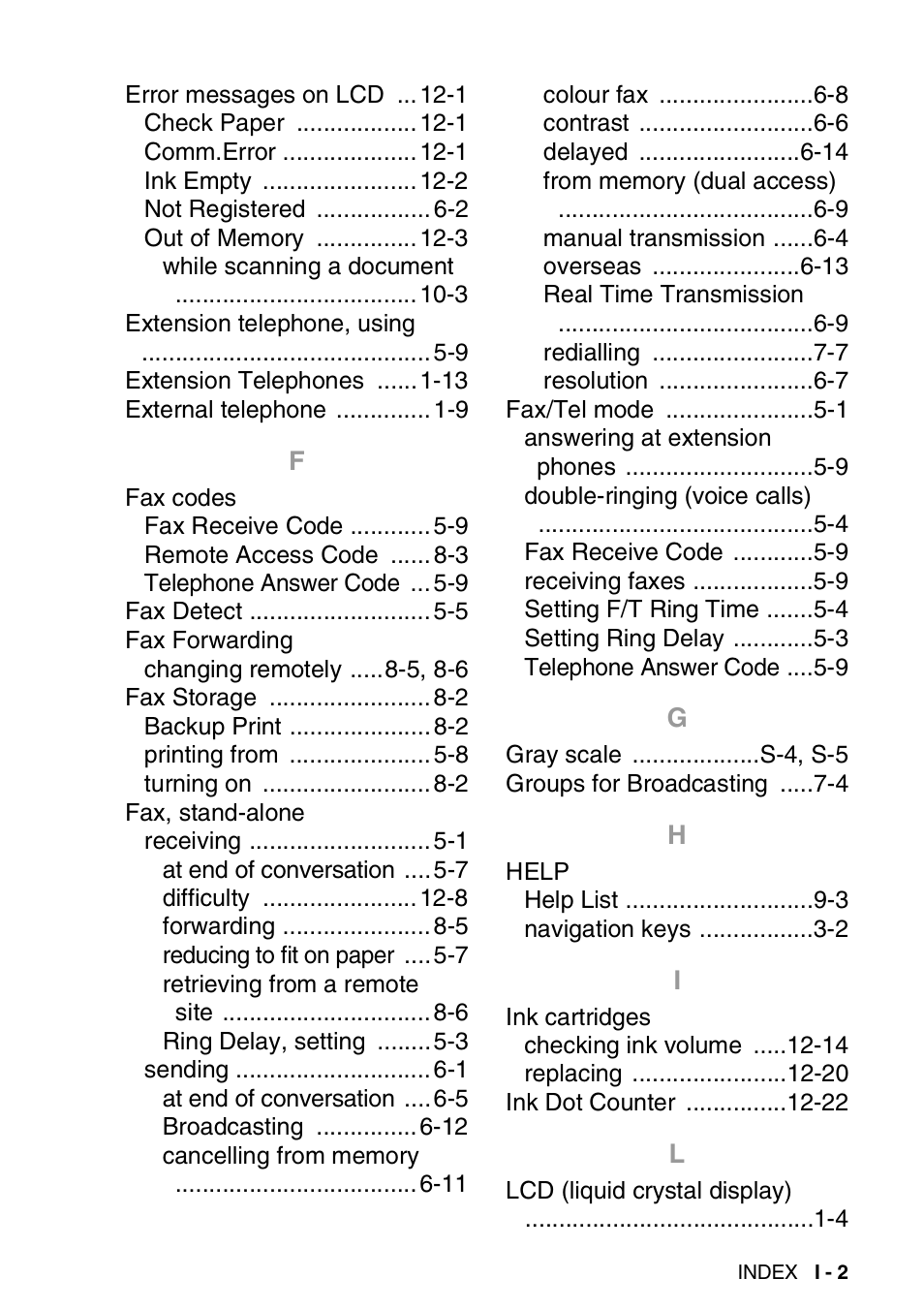 Brother FAX-1820C User Manual | Page 169 / 174