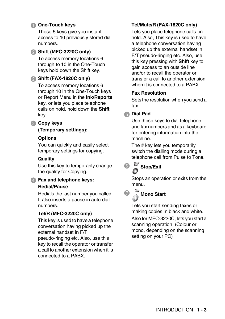 Brother FAX-1820C User Manual | Page 17 / 174