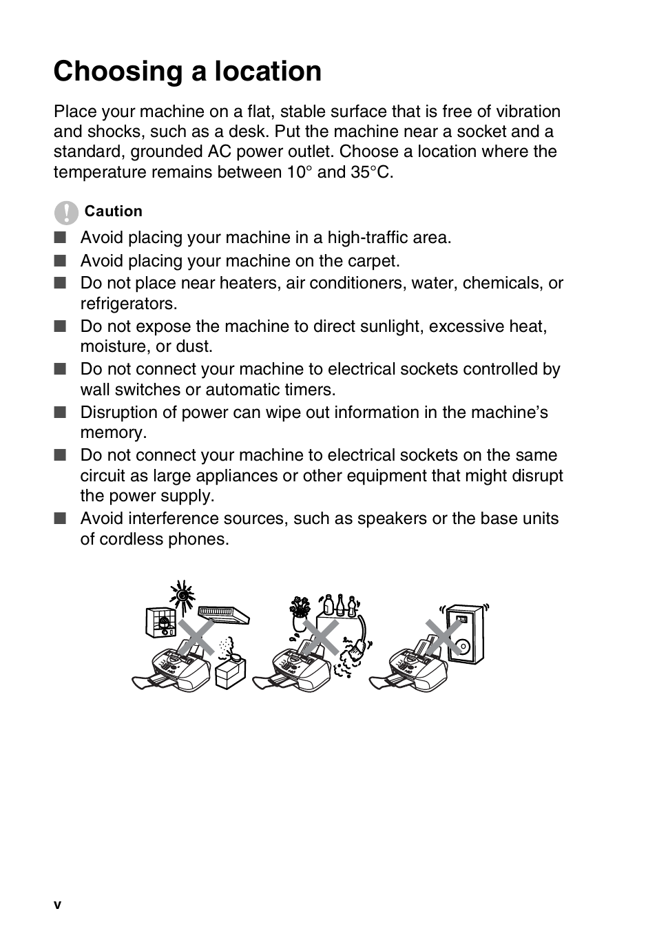 Choosing a location | Brother FAX-1820C User Manual | Page 6 / 174
