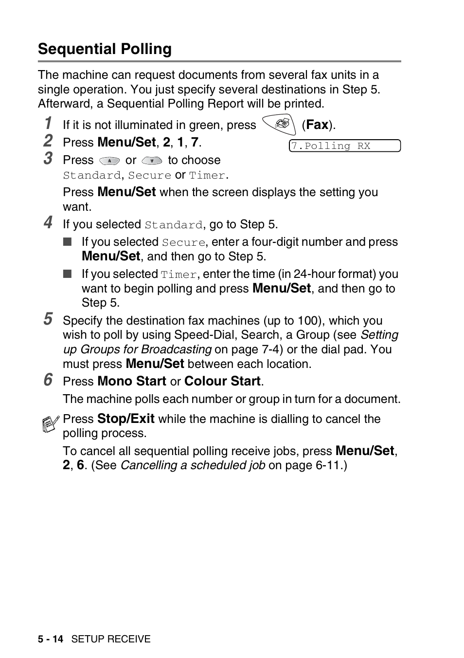 Sequential polling, Sequential polling -14 | Brother FAX-1820C User Manual | Page 70 / 174