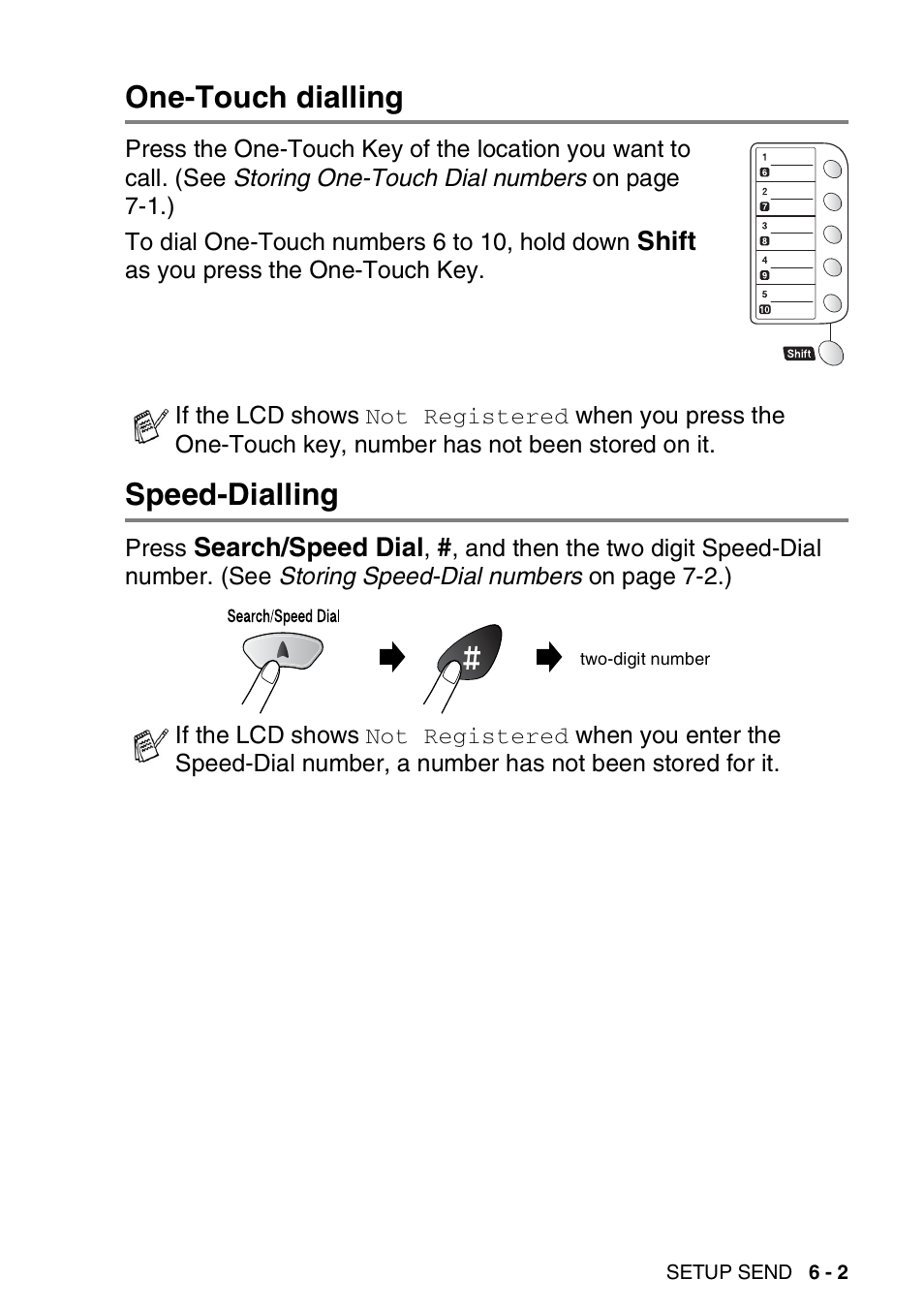 One-touch dialling, Speed-dialling, One-touch dialling -2 speed-dialling -2 | Brother FAX-1820C User Manual | Page 73 / 174