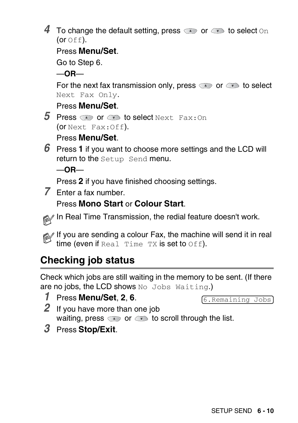 Checking job status, Checking job status -10 | Brother FAX-1820C User Manual | Page 81 / 174