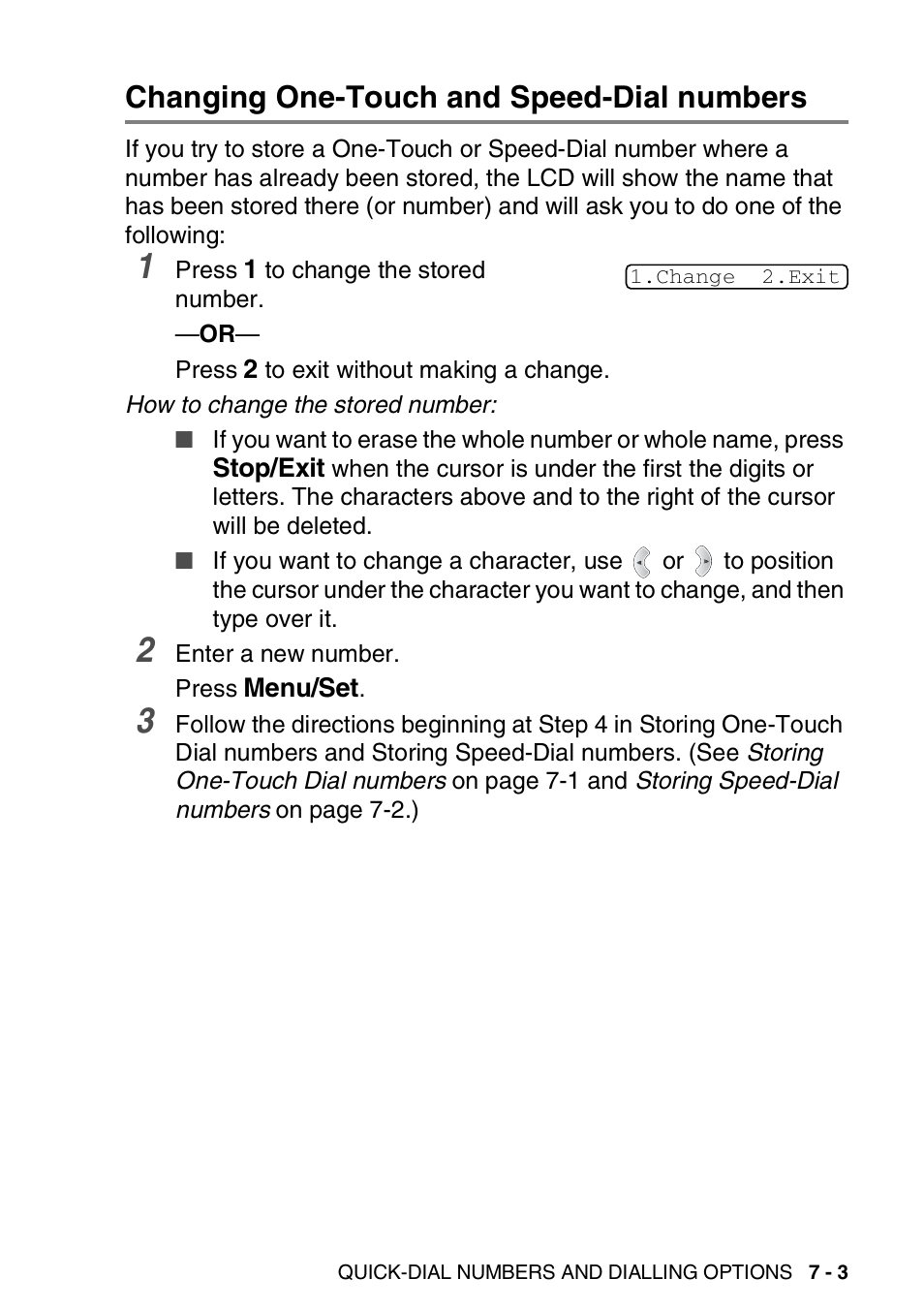 Changing one-touch and speed-dial numbers, Changing one-touch and speed-dial numbers -3 | Brother FAX-1820C User Manual | Page 95 / 174