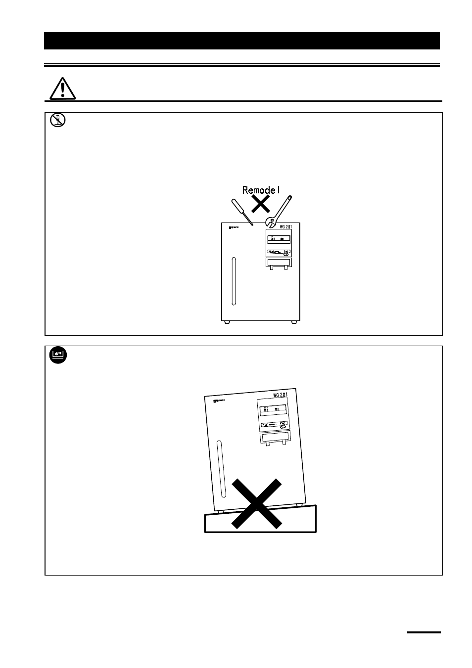 Safety precaution | Yamato Scientific WG201 Water Purifiers User Manual | Page 9 / 40