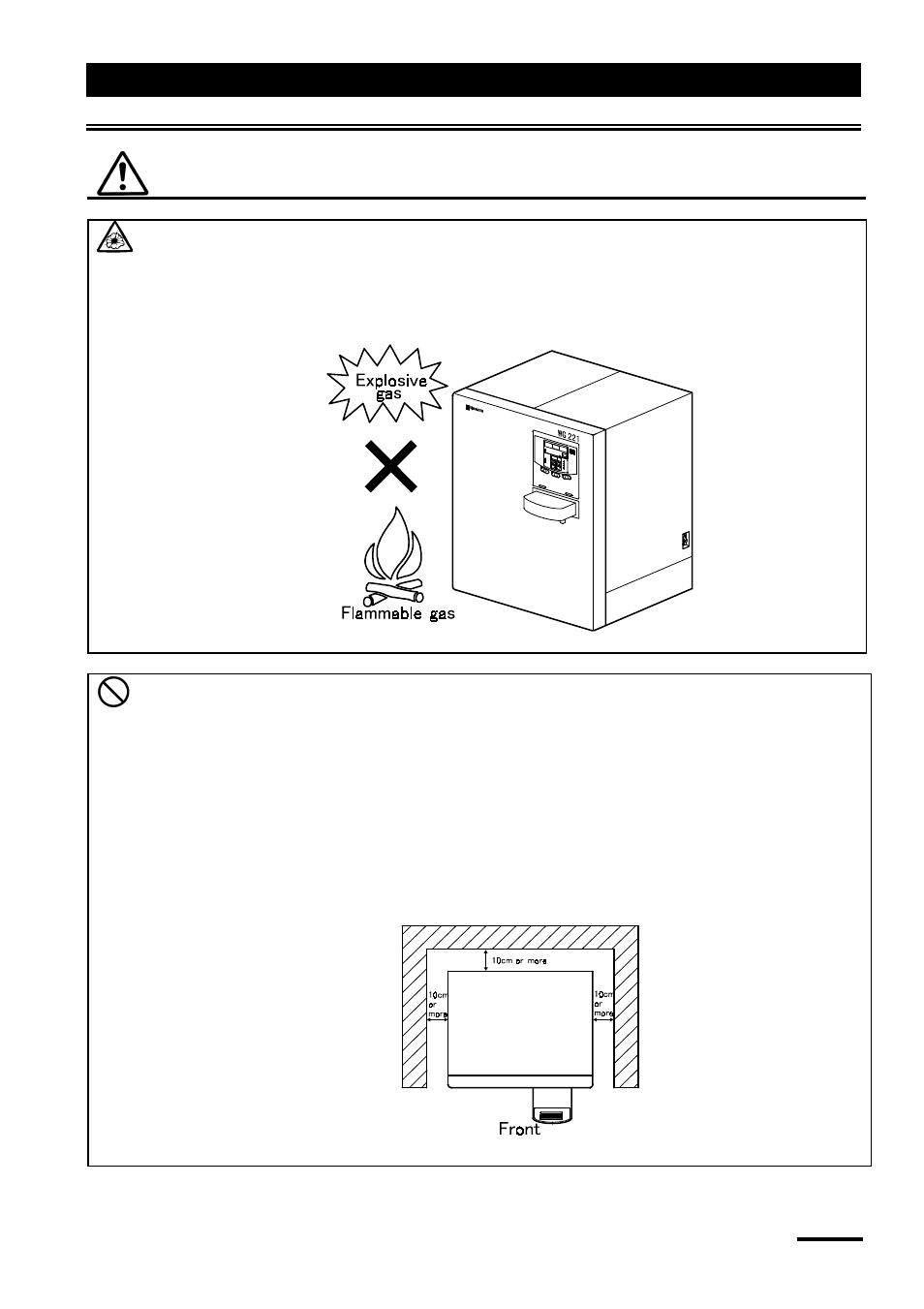 Safety precaution, Installation and preparation for use warning | Yamato Scientific WG221S Water Purifiers User Manual | Page 8 / 51