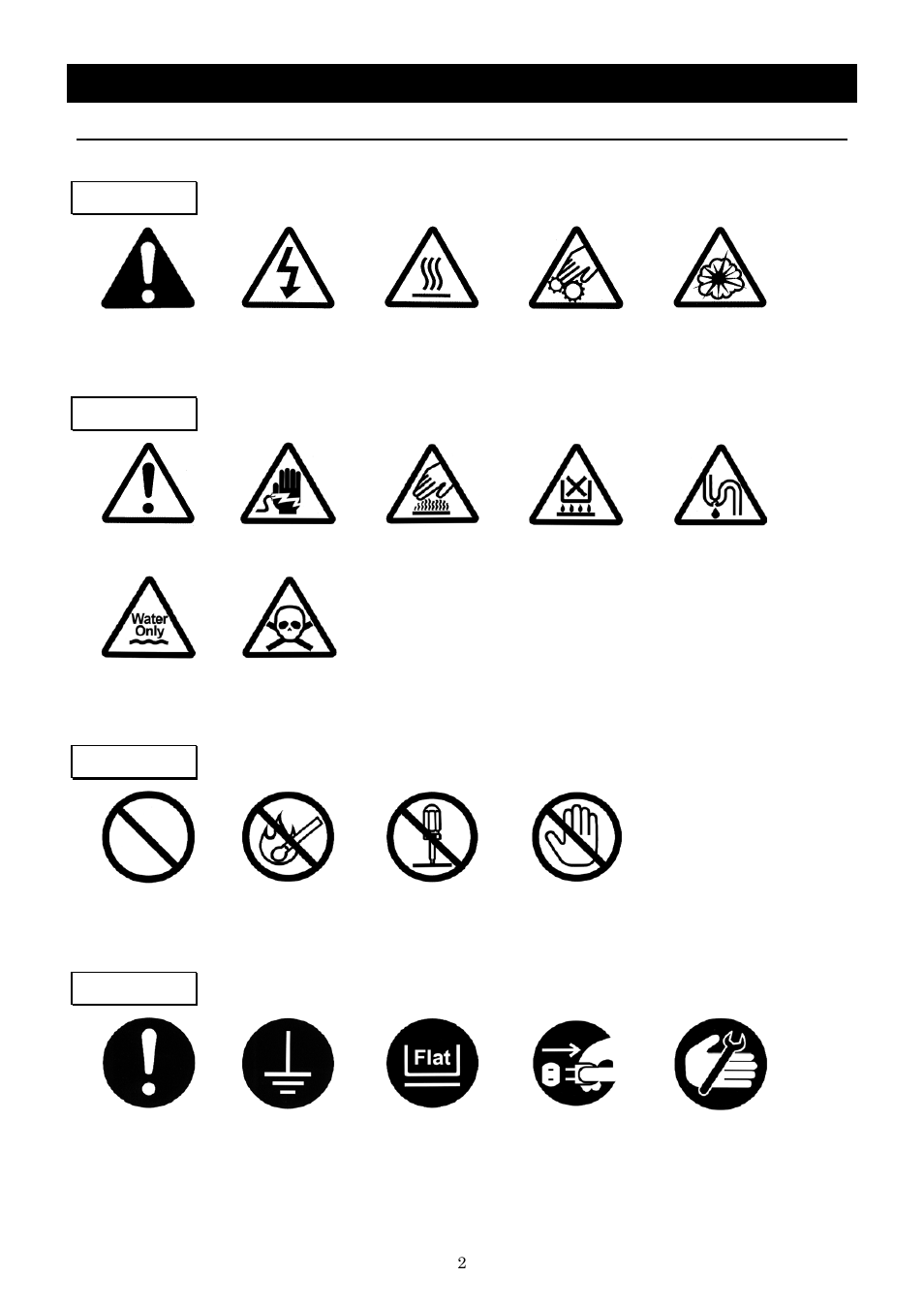 Cautions in using with safety, Table of illustrated symbols | Yamato Scientific WS220 Water Purifiers User Manual | Page 6 / 32