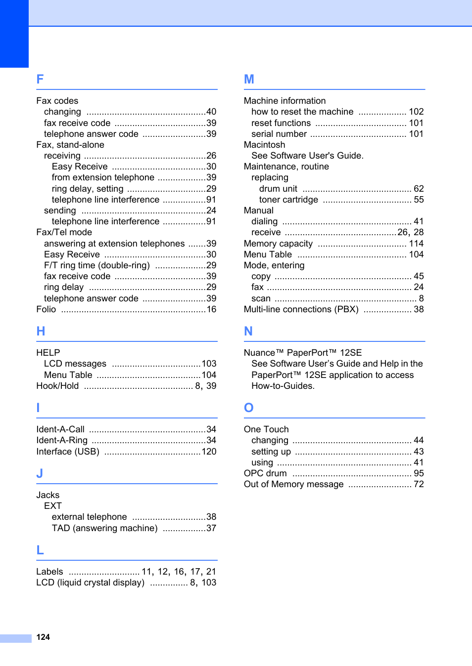 Brother FAX-2840 User Manual | Page 136 / 140