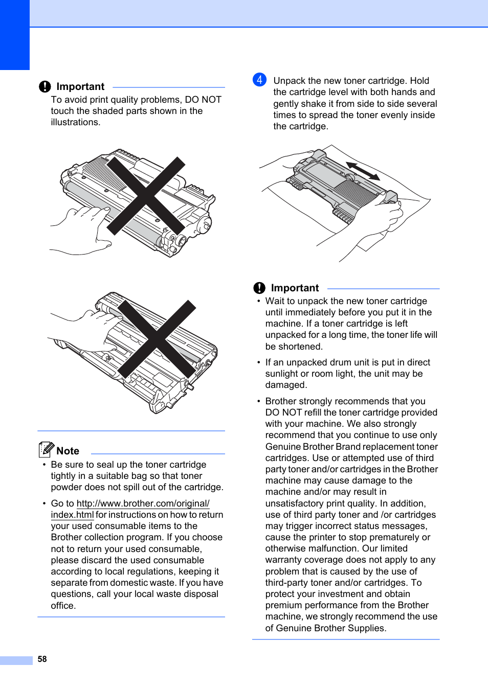 Important | Brother FAX-2840 User Manual | Page 70 / 140