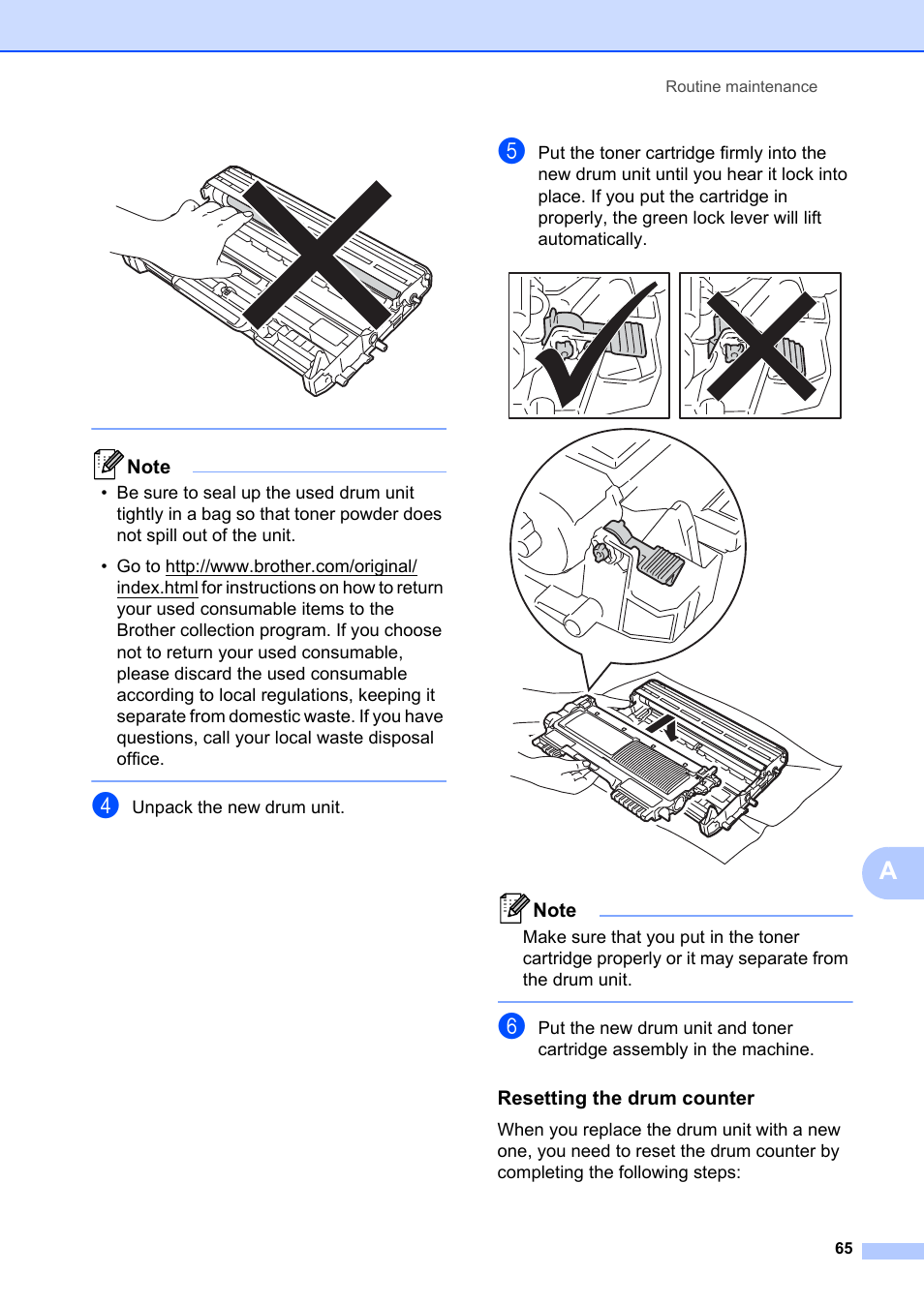 Resetting the drum counter | Brother FAX-2840 User Manual | Page 77 / 140