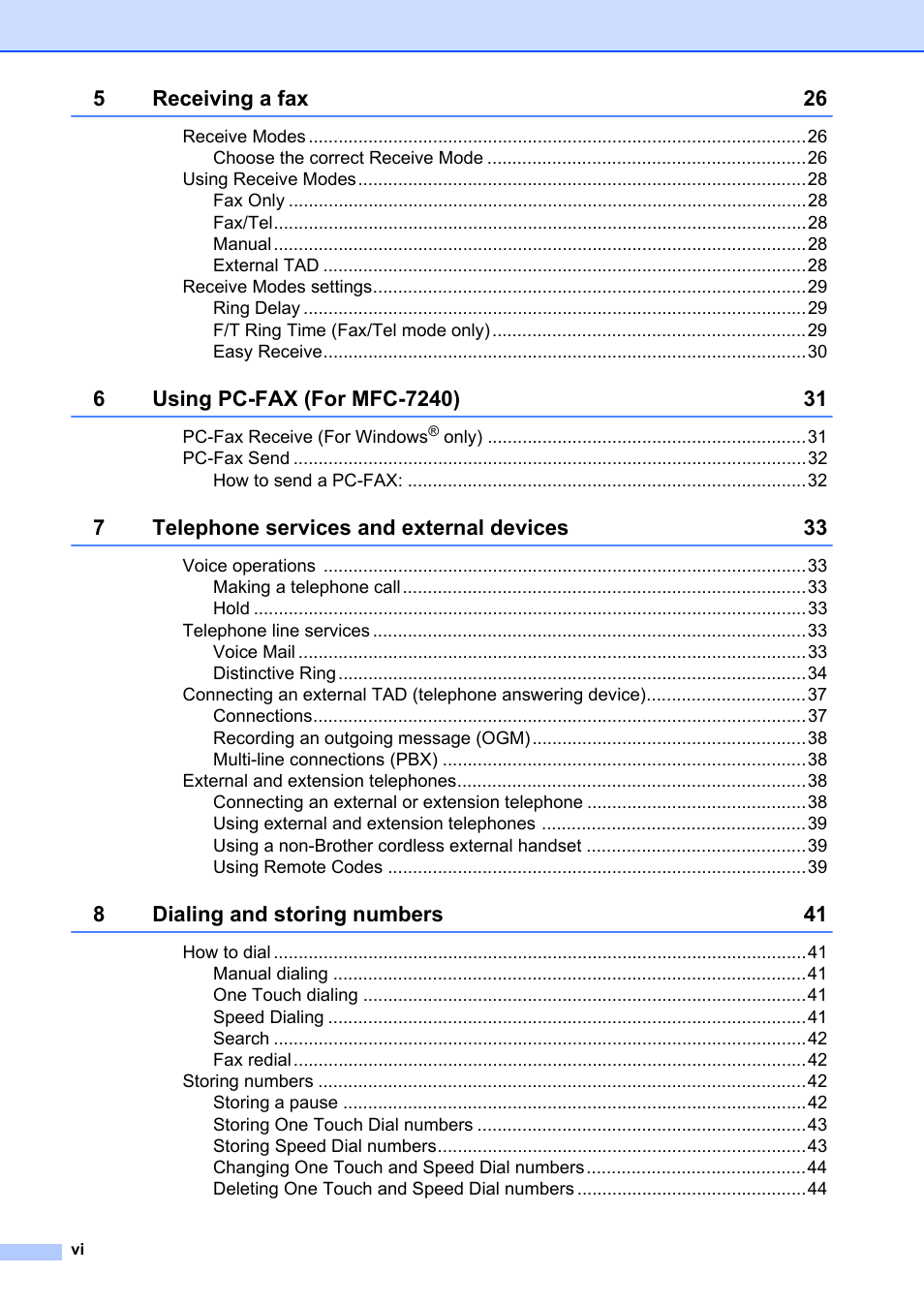 Brother FAX-2840 User Manual | Page 8 / 140