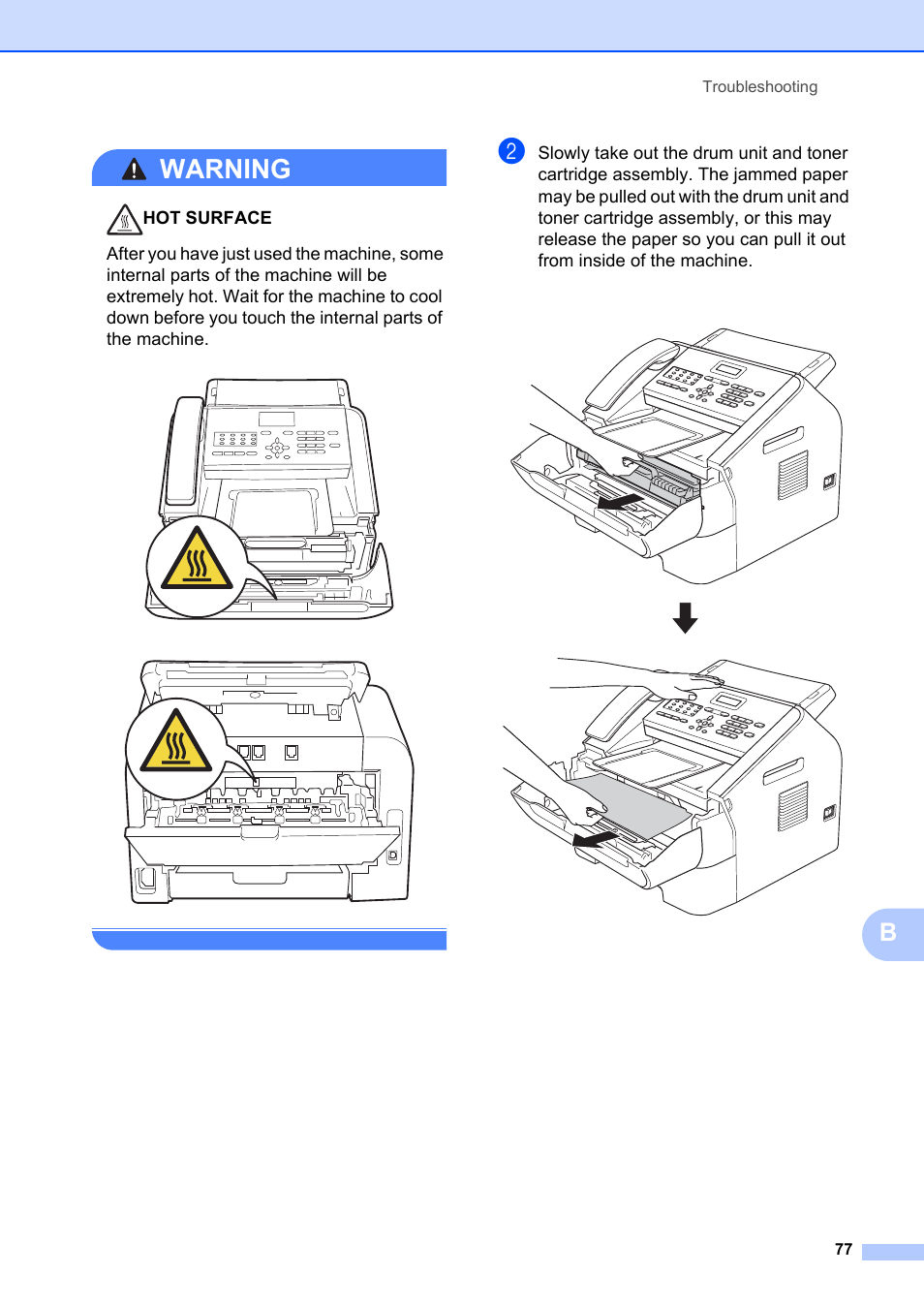 Warning | Brother FAX-2840 User Manual | Page 89 / 140