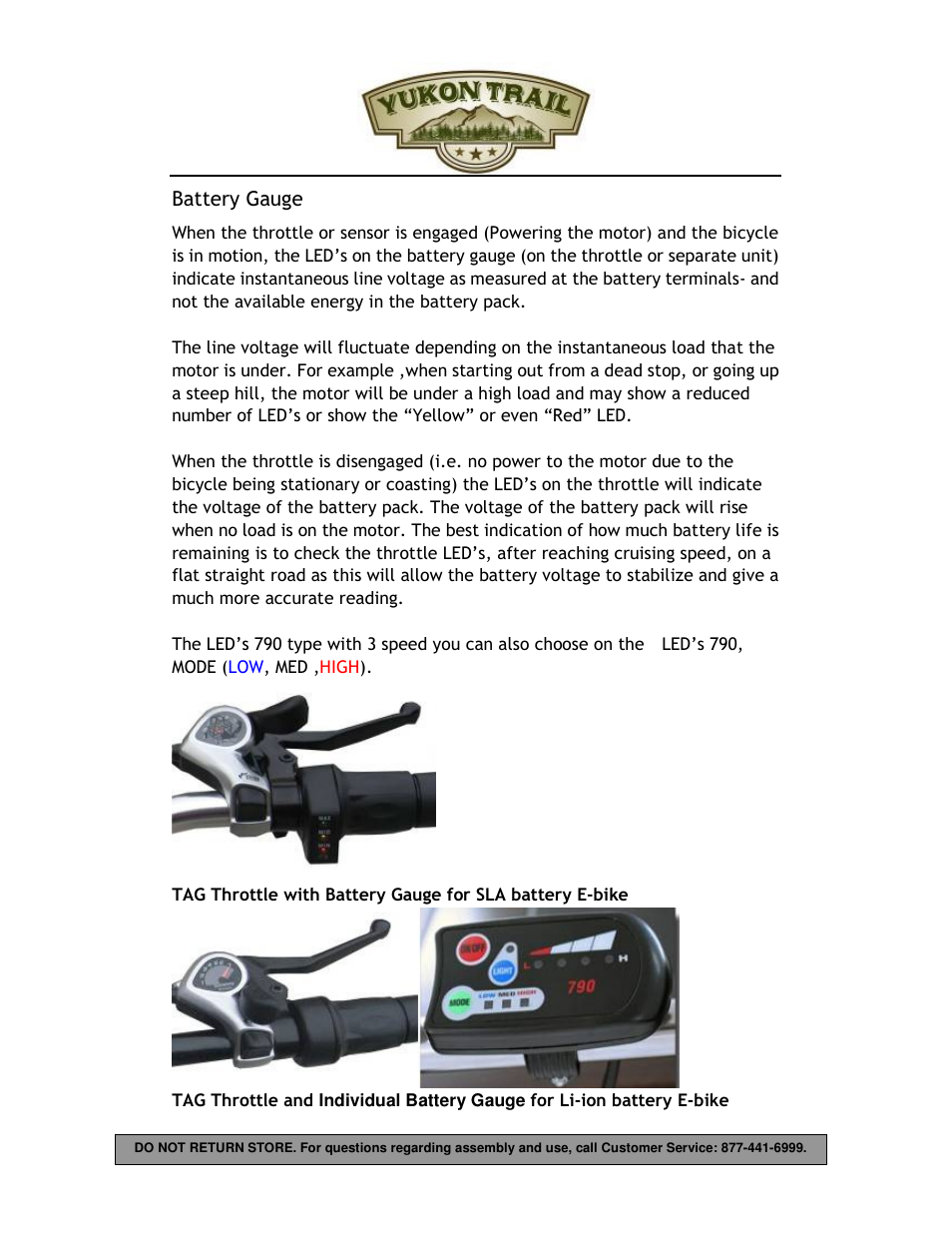 Battery gauge | Yukon Trail Dirt Hawk 20 Owners Manual User Manual | Page 12 / 33