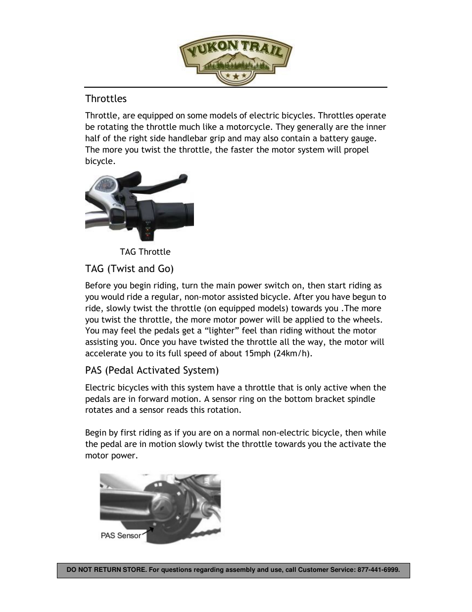Throttles, Tag (twist and go), Pas (pedal activated system) | Yukon Trail Dirt Hawk 20 Owners Manual User Manual | Page 13 / 33
