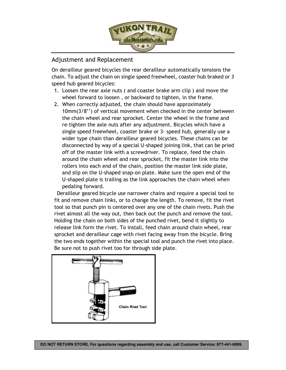Adjustment and replacement | Yukon Trail Dirt Hawk 20 Owners Manual User Manual | Page 28 / 33