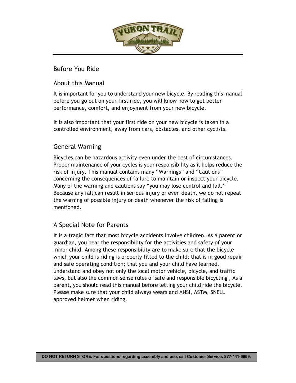 Yukon Trail Dirt Hawk 20 Owners Manual User Manual | Page 4 / 33